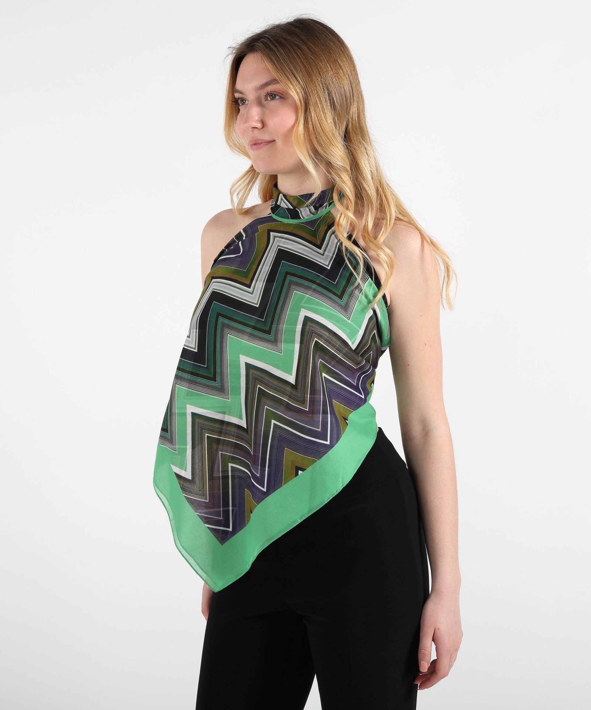 Top MISSONI Top Triangolare con Collo Alto e Fiocco Verde | MISSONI