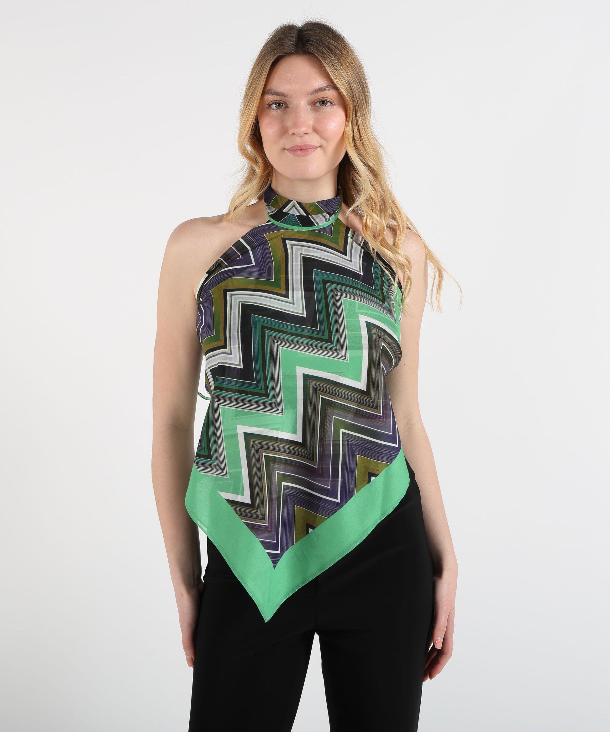 Top MISSONI Top Triangolare con Collo Alto e Fiocco Verde | MISSONI