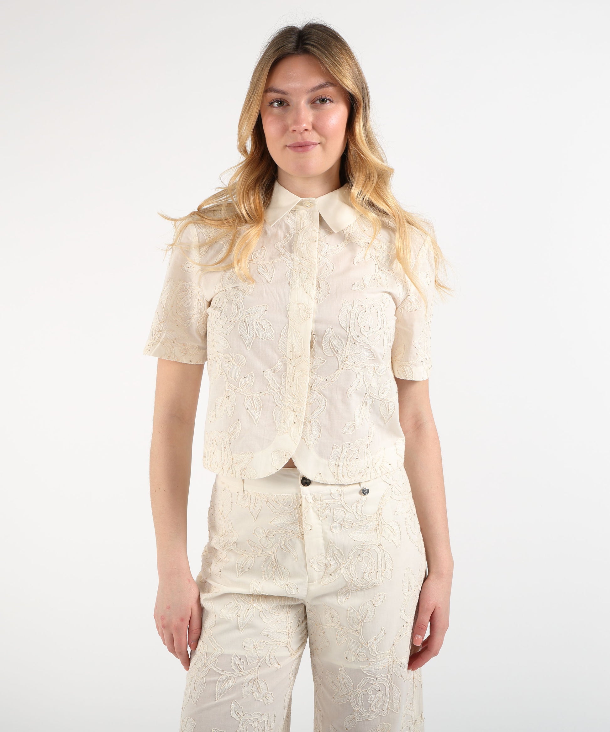 Camicie LIUJO WHITE Camicia con ricamo a fiori Naturale | LIUJO WHITE