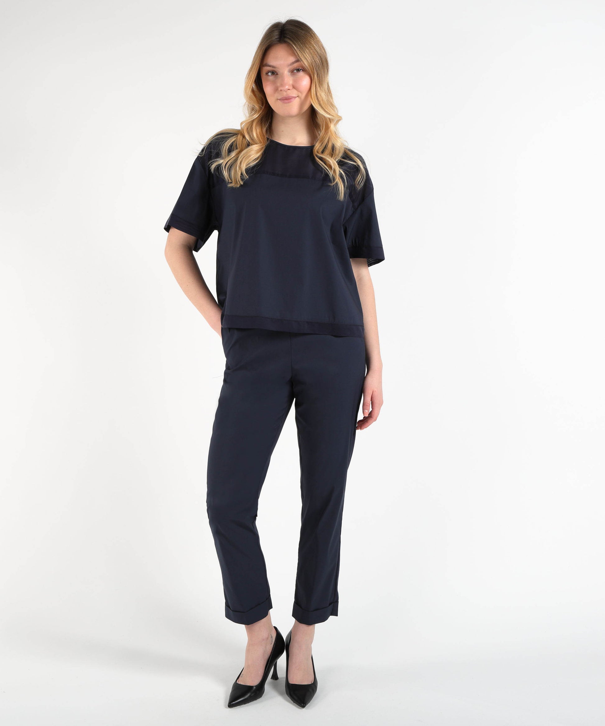 Trousers VOLPATO Cigarette Pants with Cuffs Blu | VOLPATO