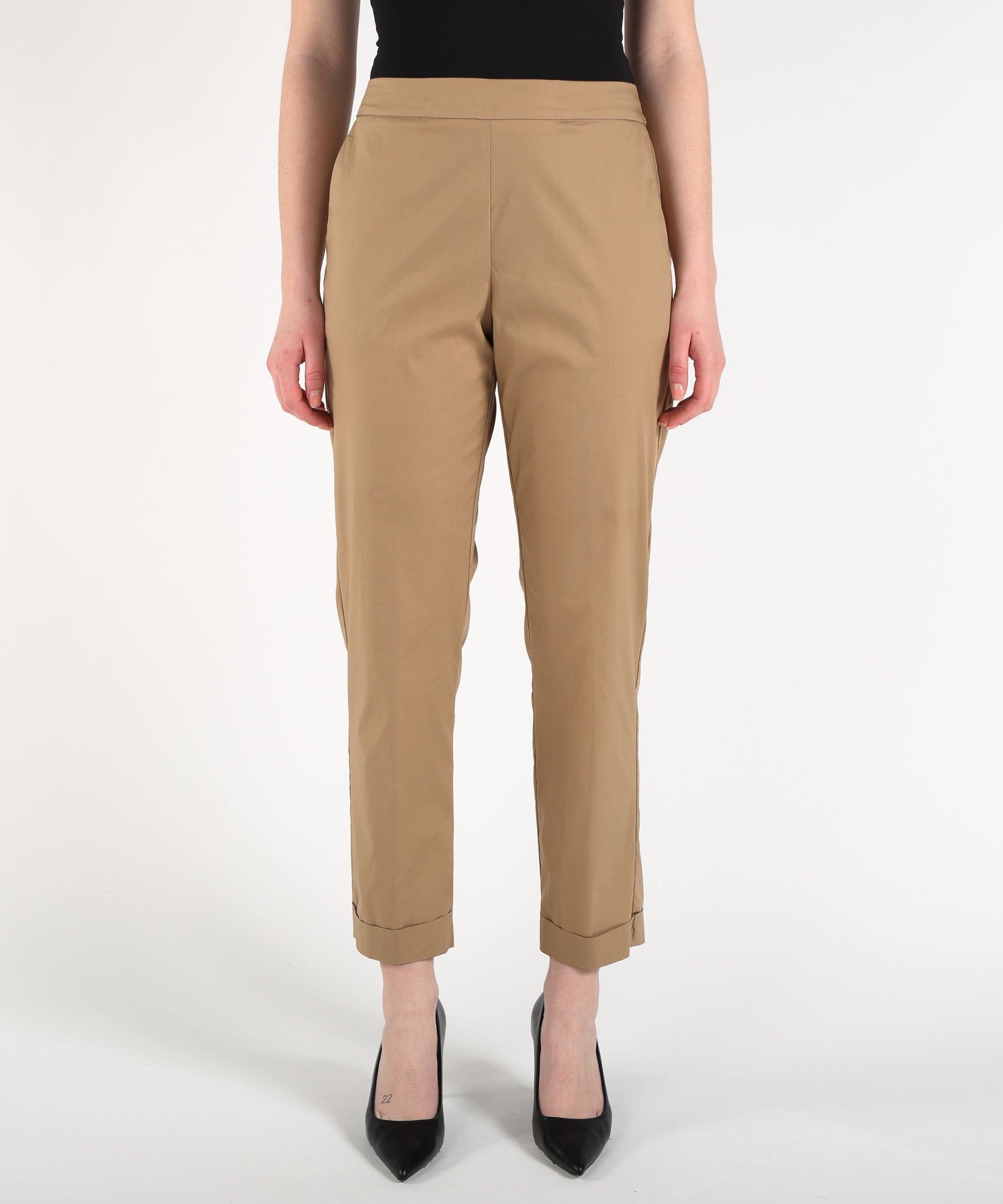 Trousers VOLPATO Cigarette Pants with Cuffs Sabbia | VOLPATO