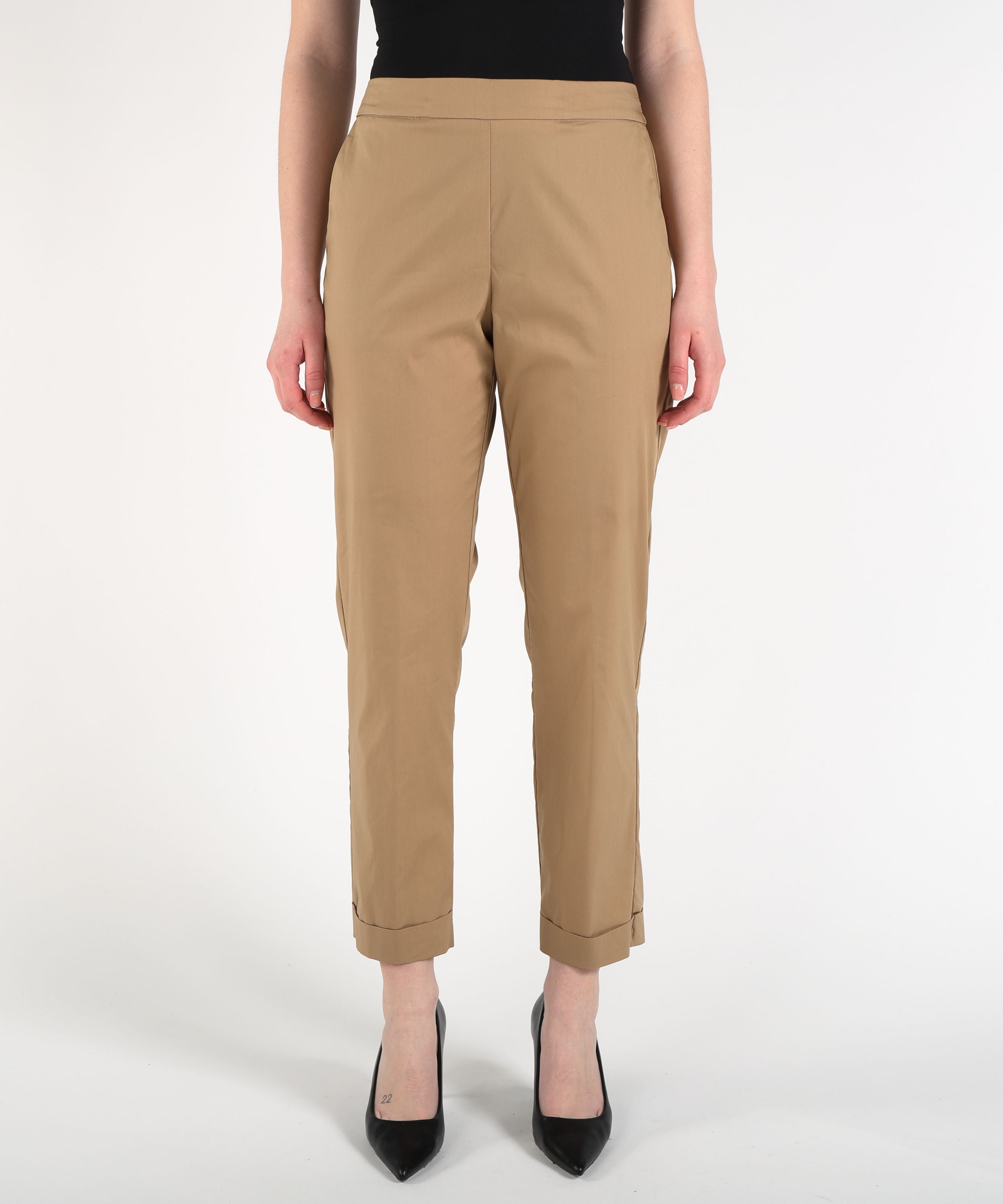 Trousers VOLPATO Cigarette Pants with Cuffs Sabbia | VOLPATO