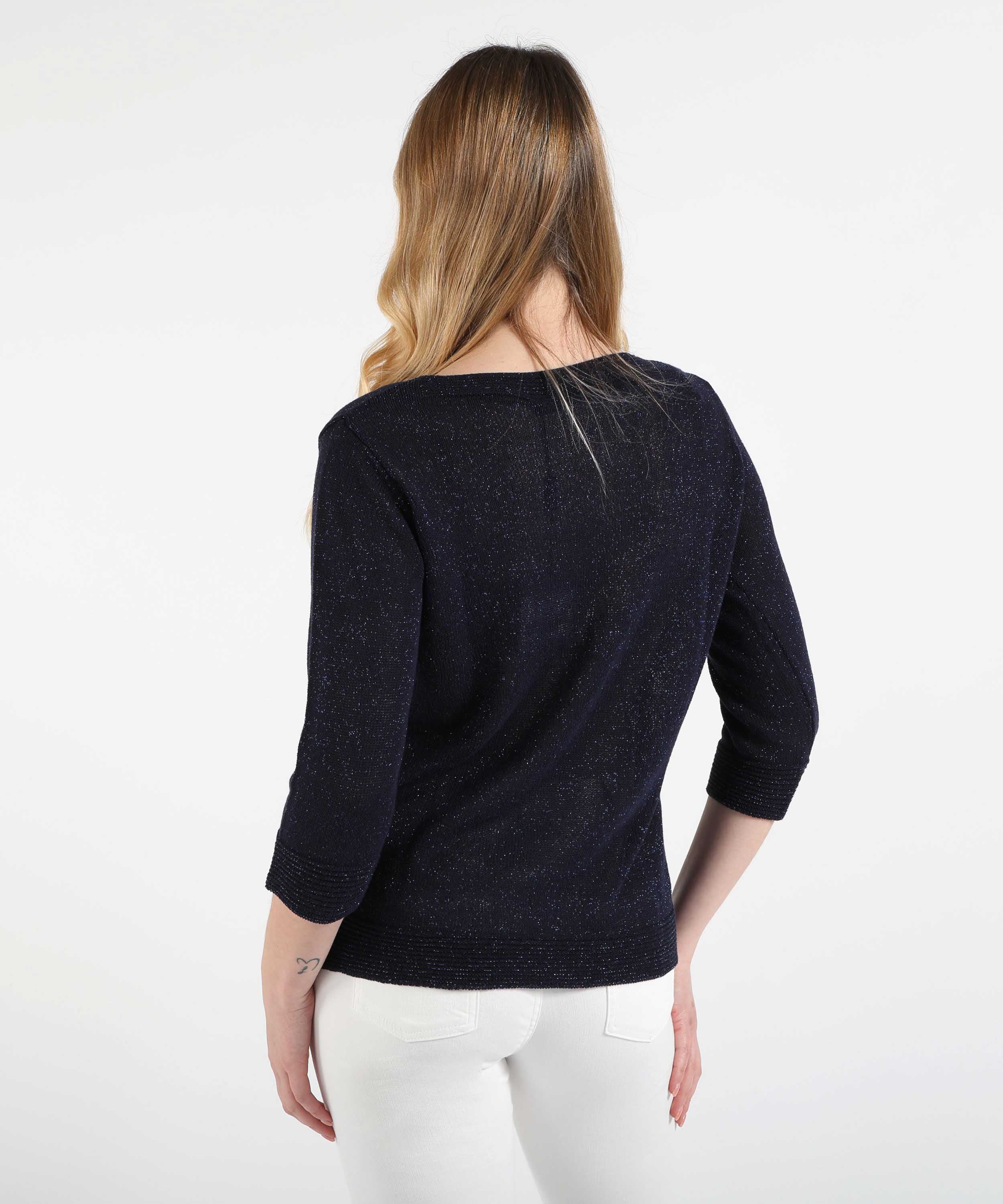 Pullovers VOLPATO 3/4 Sleeve Pullover with Contrast Details Blu | VOLPATO