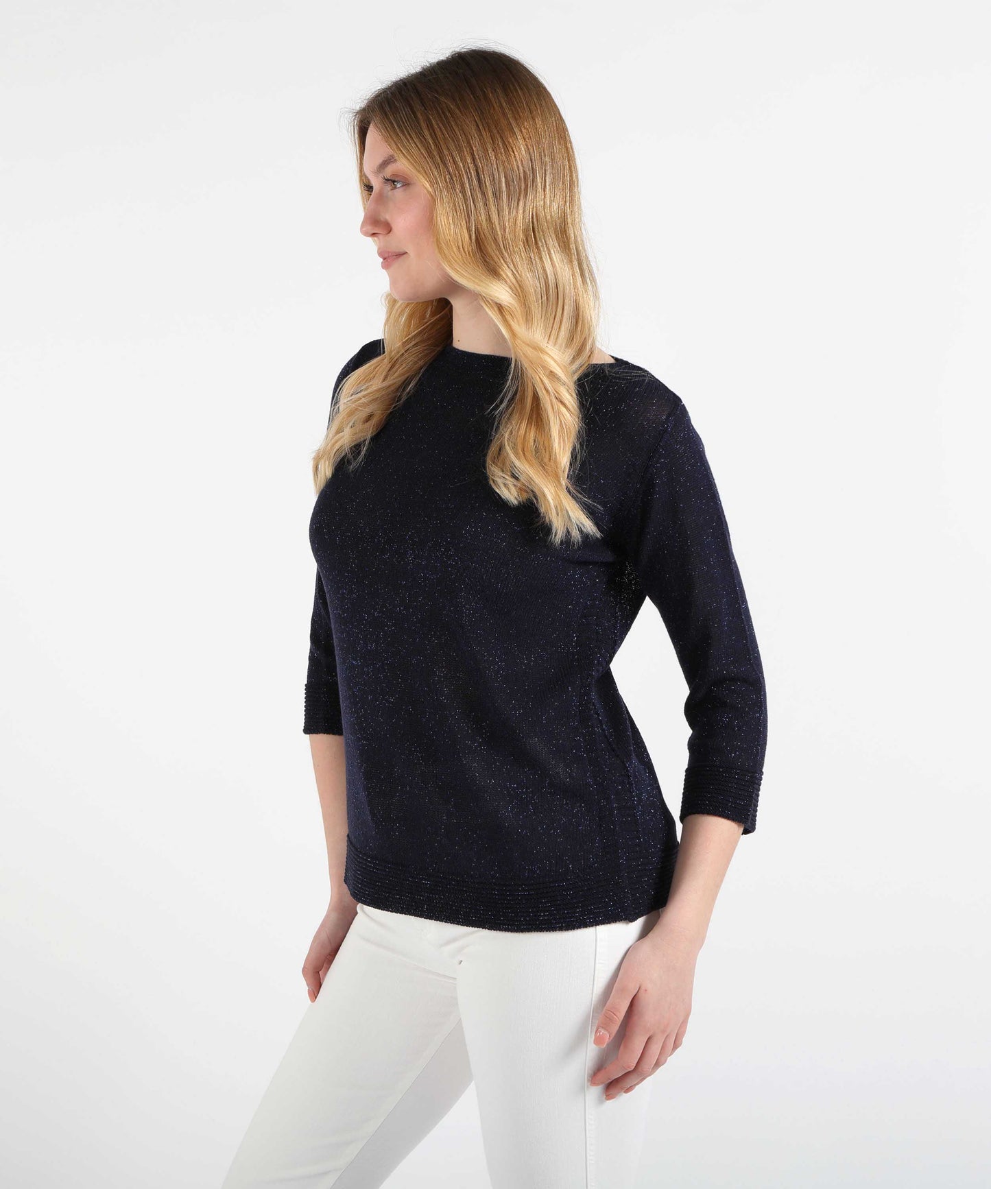 VOLPATO 3/4 Sleeve Pullover with Contrast Details