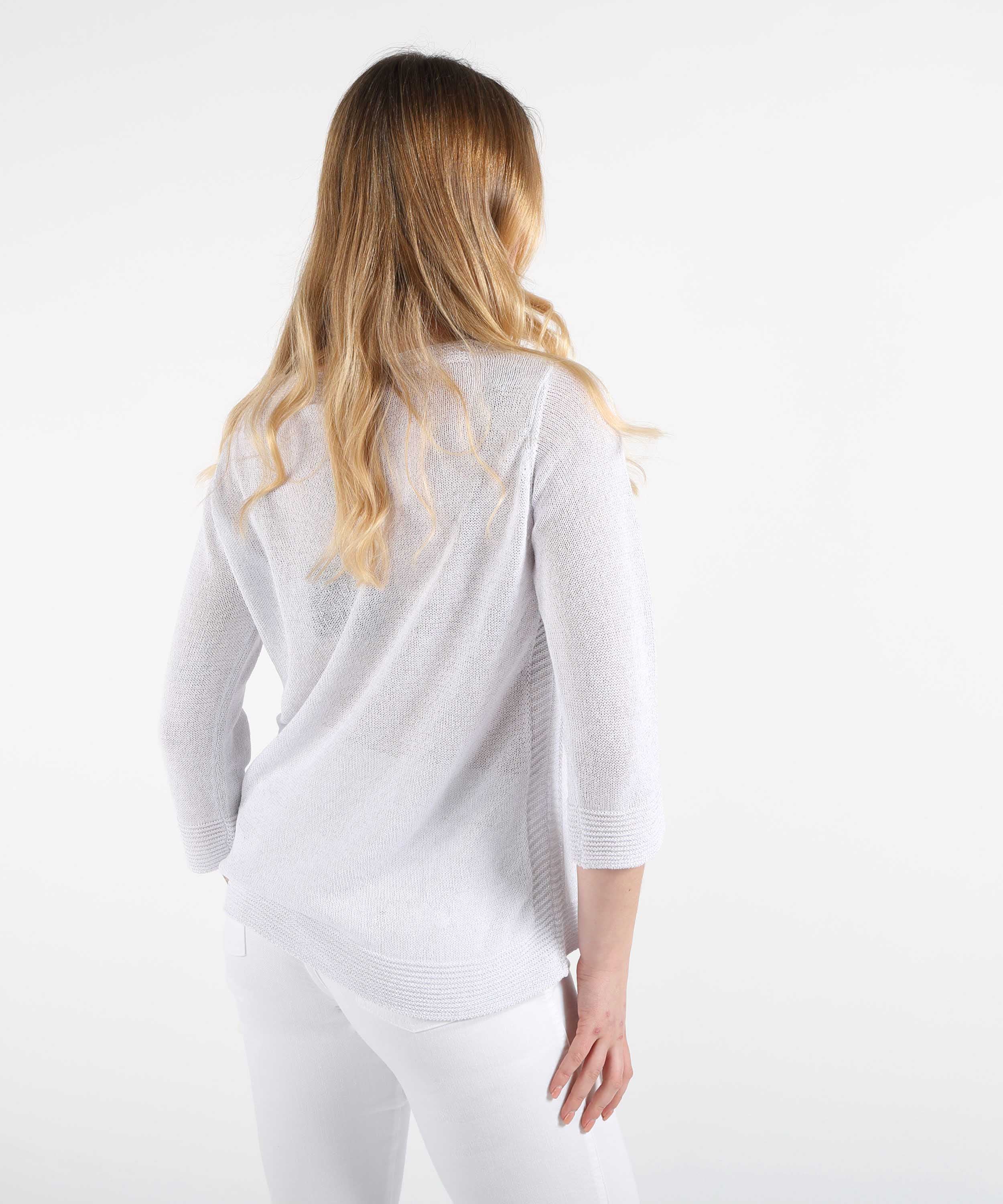 Pullovers VOLPATO 3/4 Sleeve Pullover with Contrast Details Bianco | VOLPATO