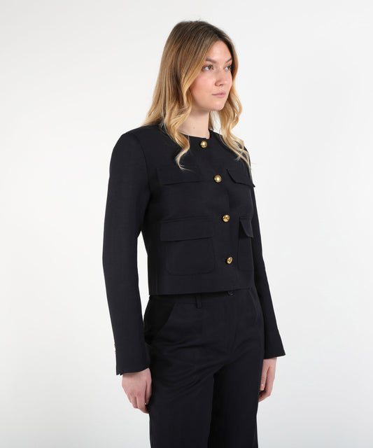 Jackets P.A.R.O.S.H. Short Blazer with Gold Buttons Blu | P.A.R.O.S.H.