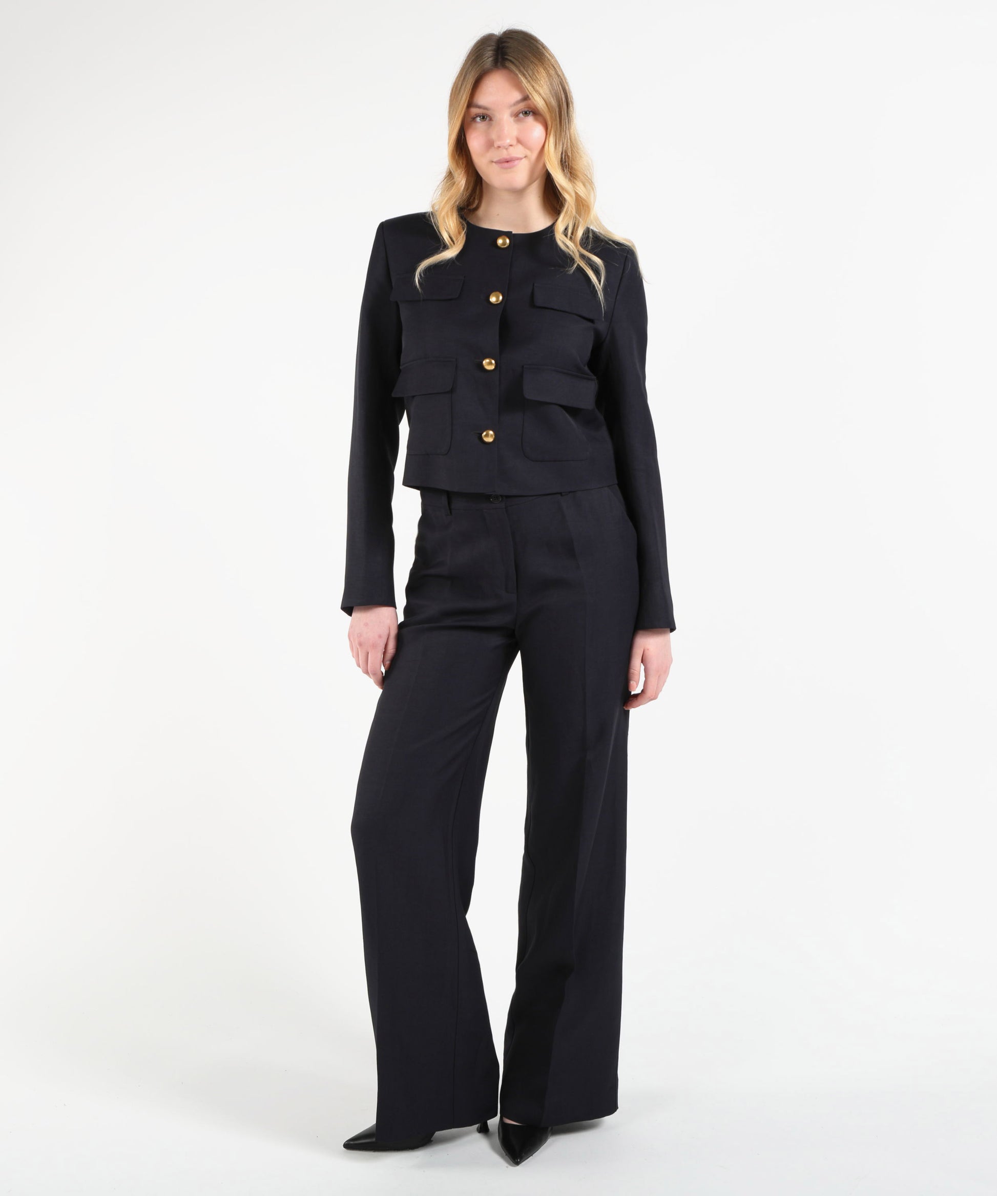 Giacche P.A.R.O.S.H. Blazer Corto con Bottoni Dorati Blu | P.A.R.O.S.H.