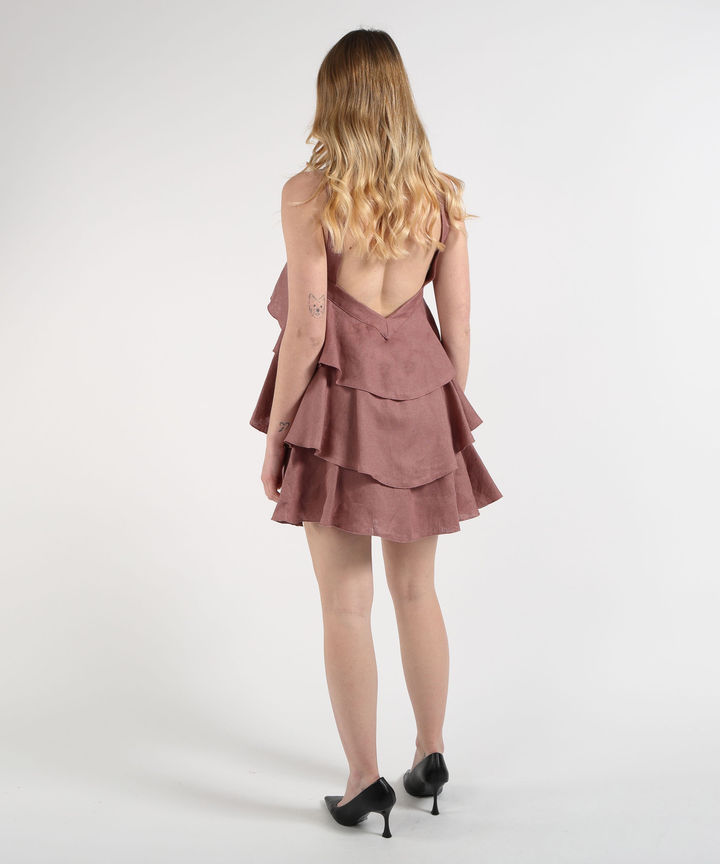 Dresses & Suits SILENCE LIMITED mini linum dress Caffe' | SILENCE LIMITED