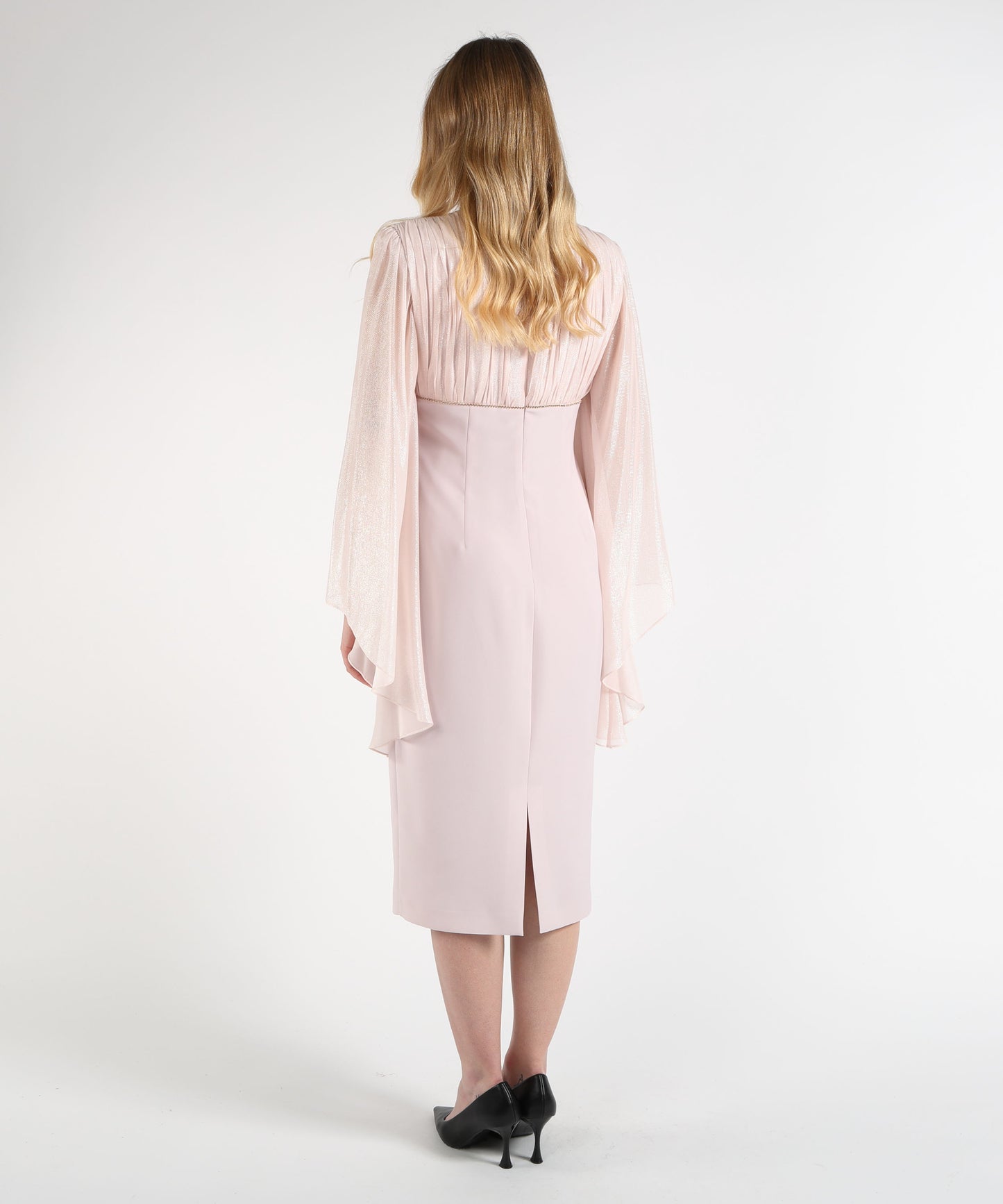 D'ANDREA COLLECTION Double-Fabric Midi Dress with Deep Neckline