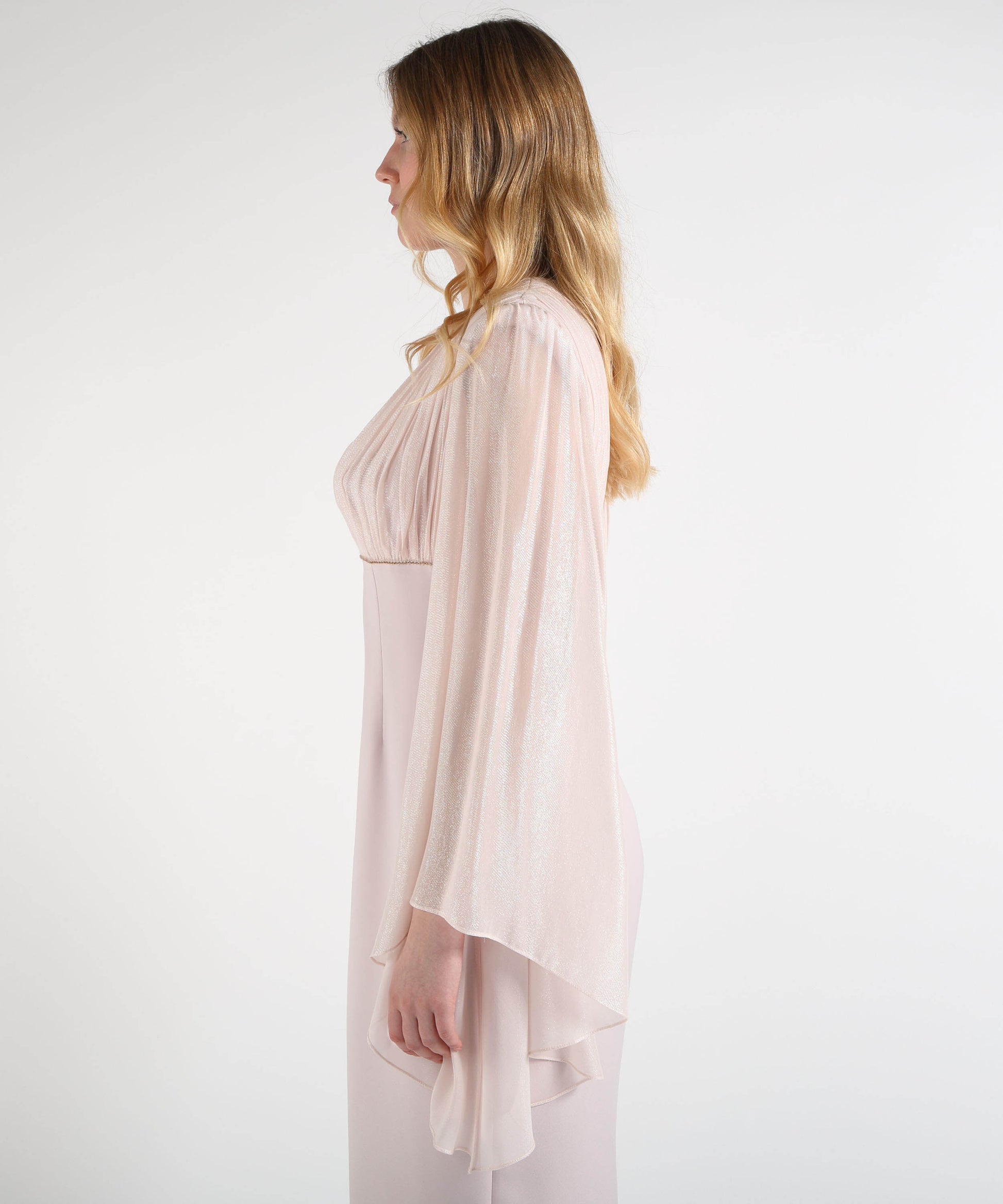 Dresses &amp; Suits D'ANDREA COLLECTION Double-Fabric Midi Dress with Deep Neckline Rosa | D'ANDREA COLLECTION