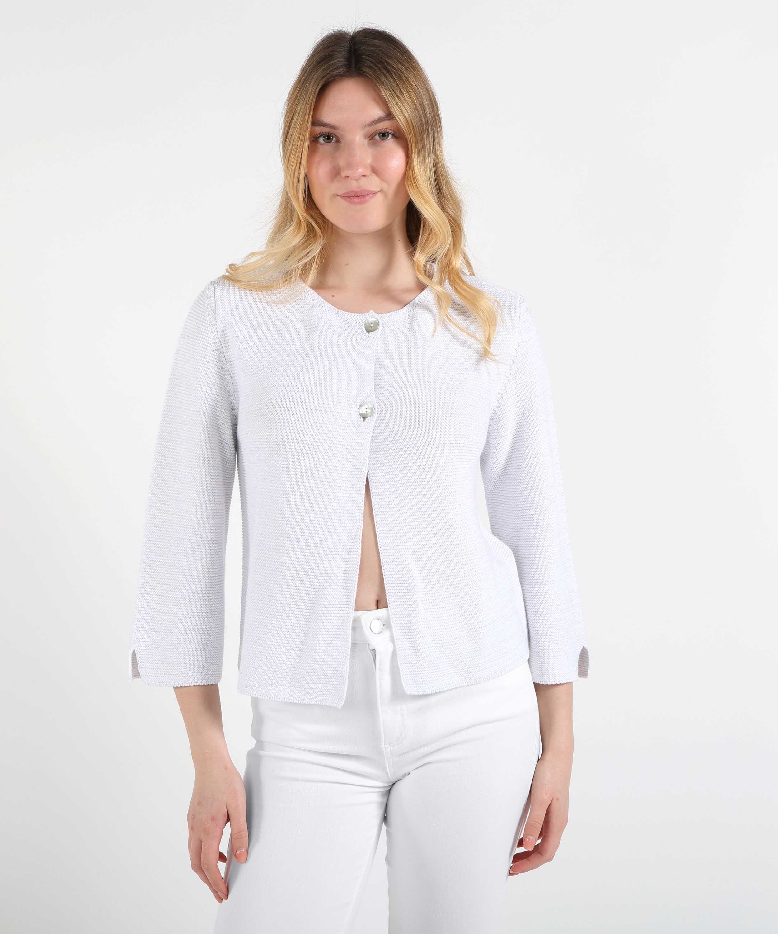 Cardigans VOLPATO Buttoned Knit Cardigan Bianco | VOLPATO