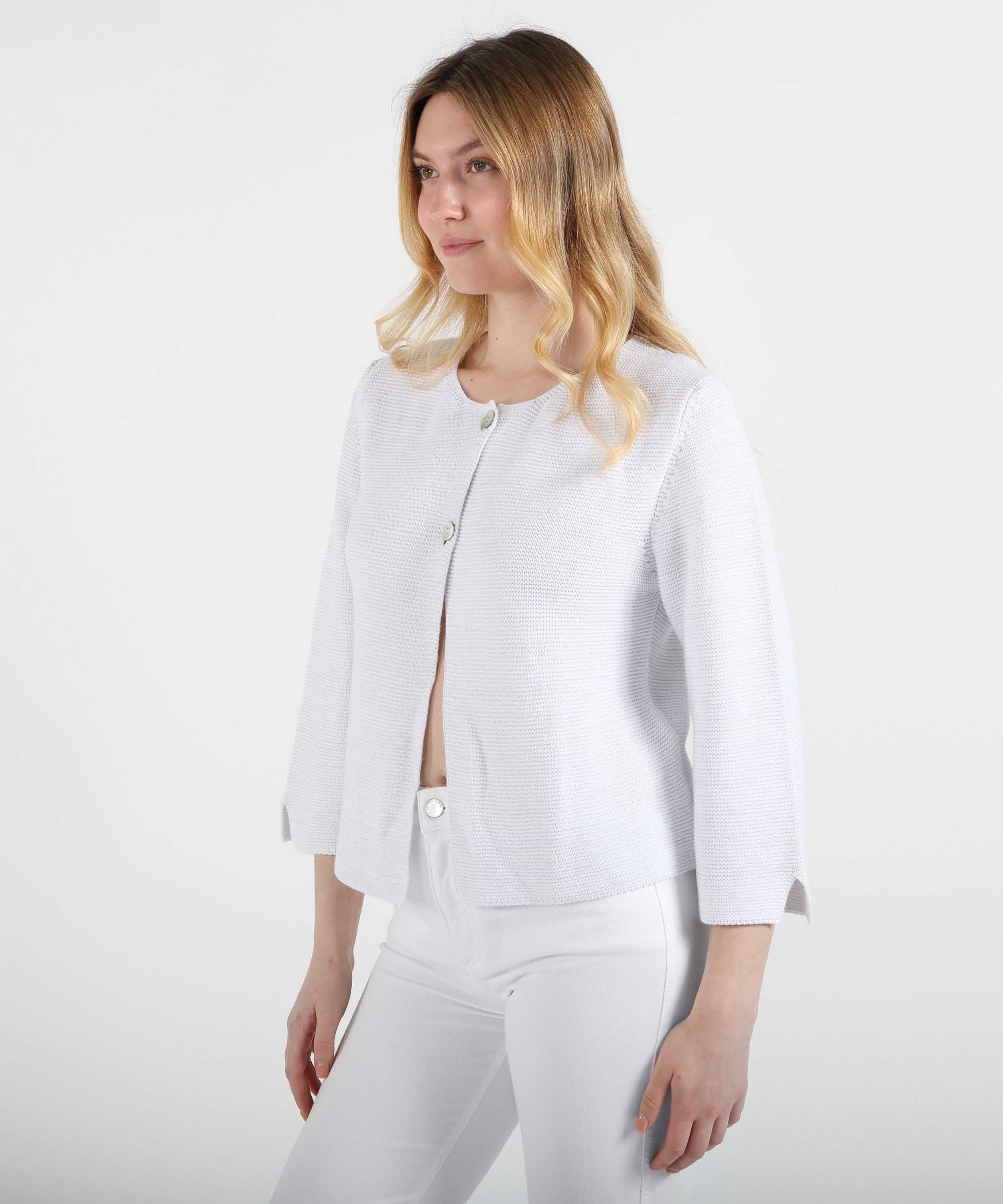 Cardigans VOLPATO Buttoned Knit Cardigan Bianco | VOLPATO