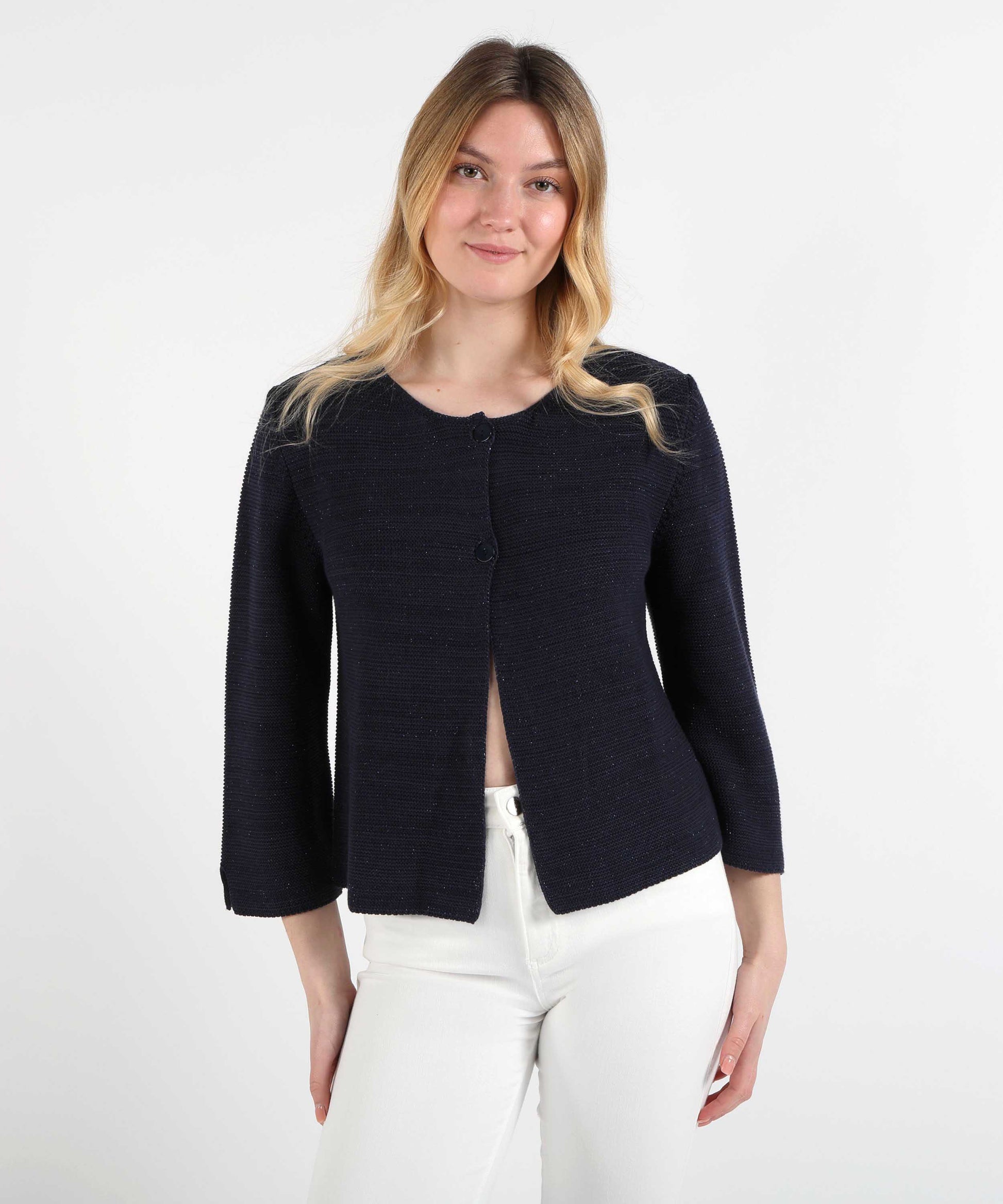 Cardigans VOLPATO Buttoned Knit Cardigan Blu | VOLPATO
