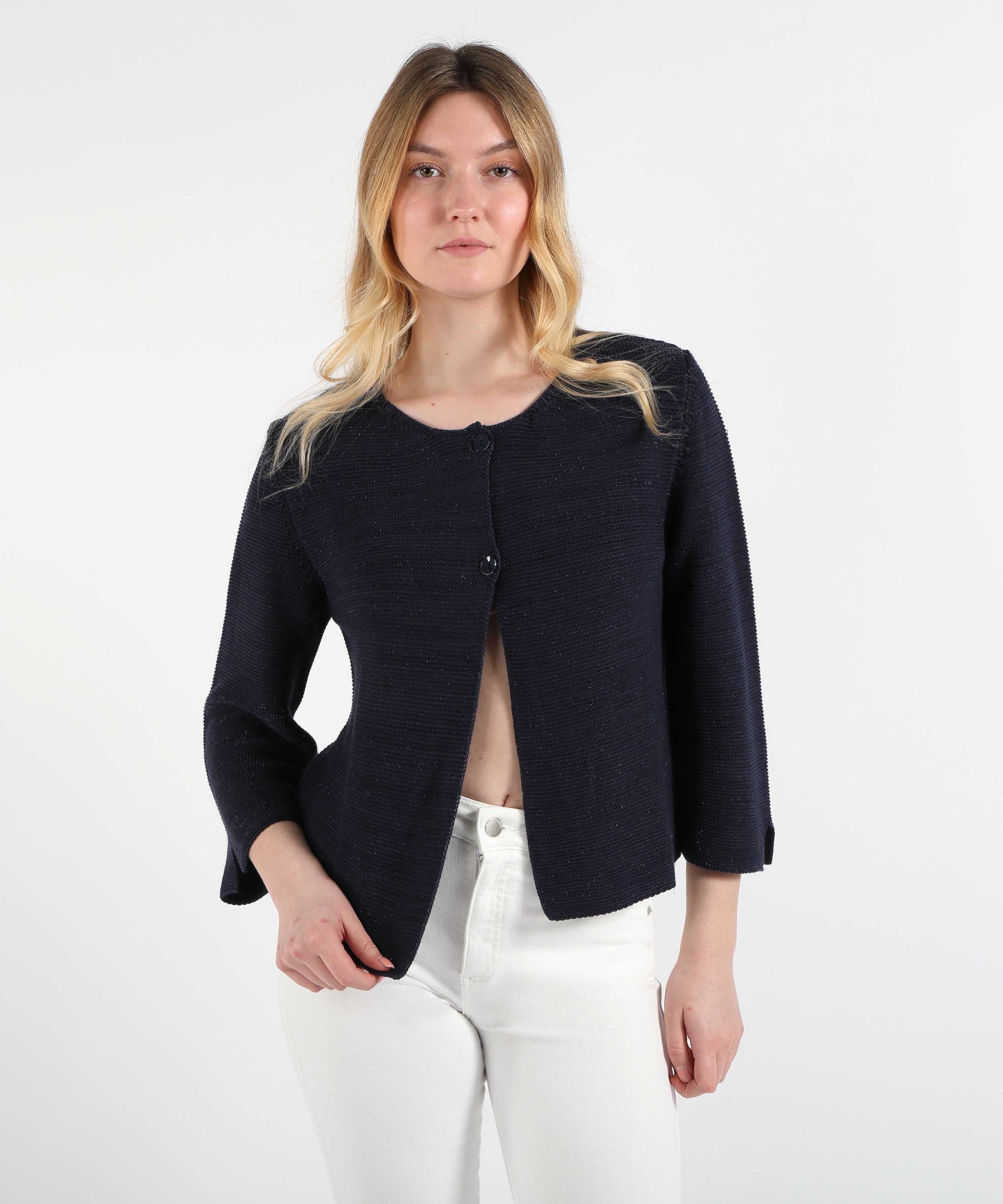 Cardigans VOLPATO Buttoned Knit Cardigan Blu | VOLPATO