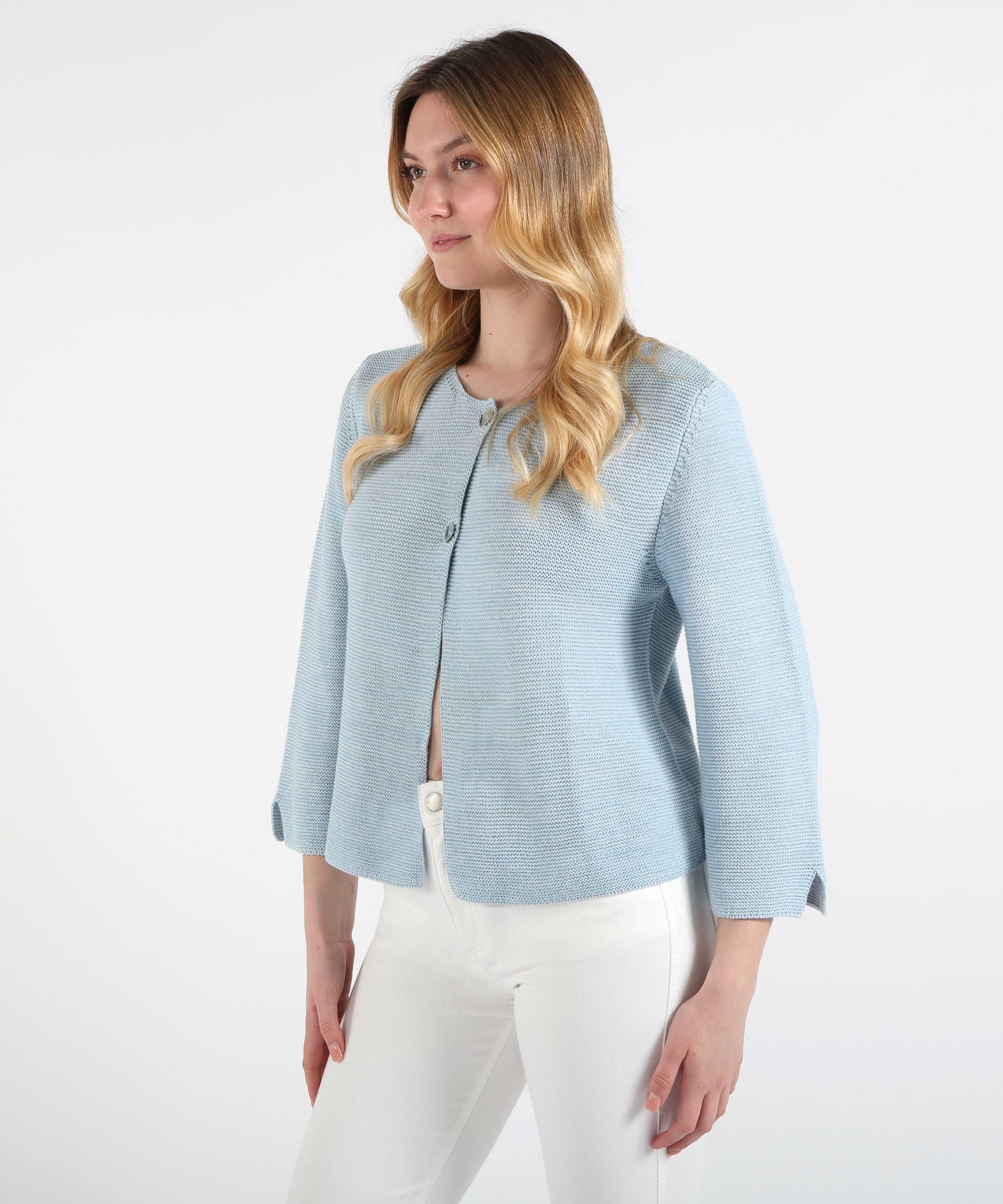 Cardigans VOLPATO Buttoned Knit Cardigan Azzurro | VOLPATO