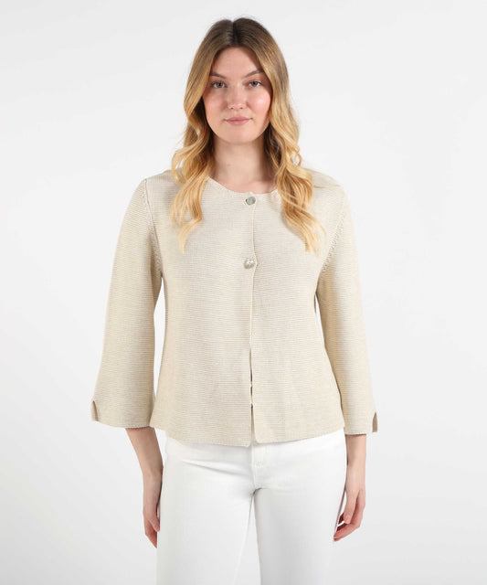 Cardigans VOLPATO Buttoned Knit Cardigan Sabbia | VOLPATO
