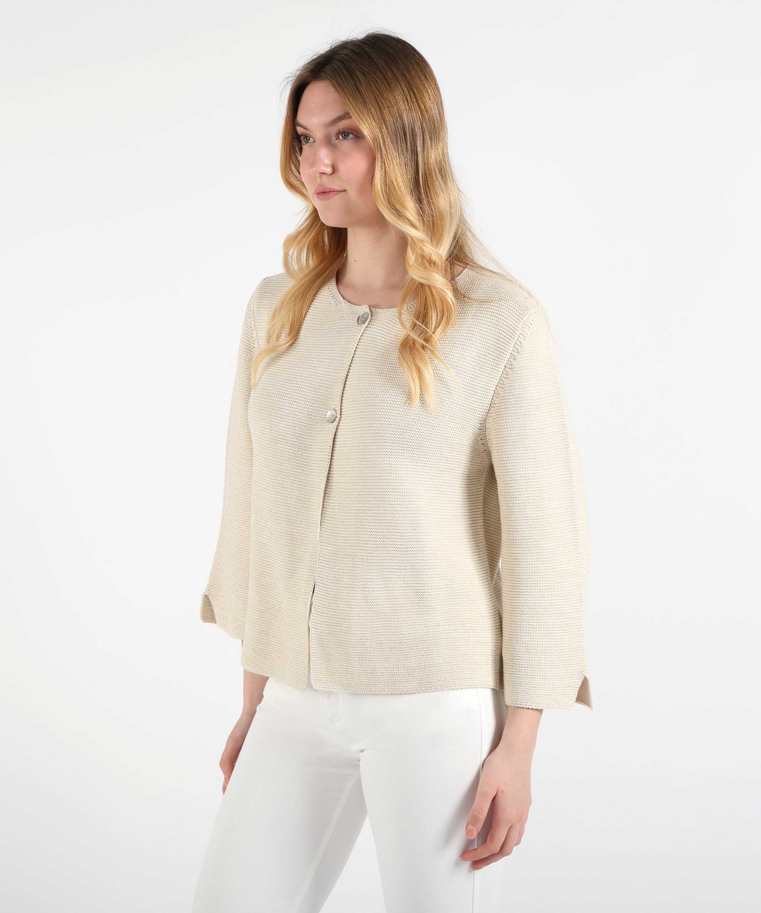 Cardigans VOLPATO Buttoned Knit Cardigan Sabbia | VOLPATO