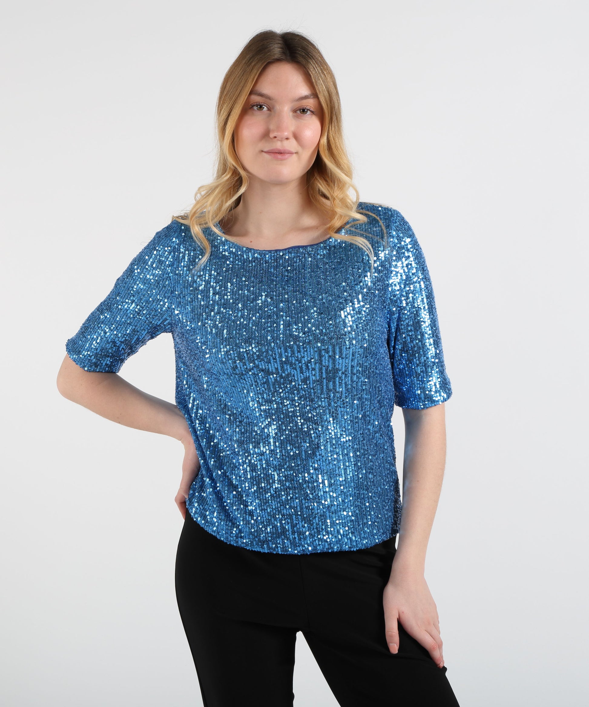 T-shirts VOLPATO Sequin T-Shirt Azzurro | VOLPATO