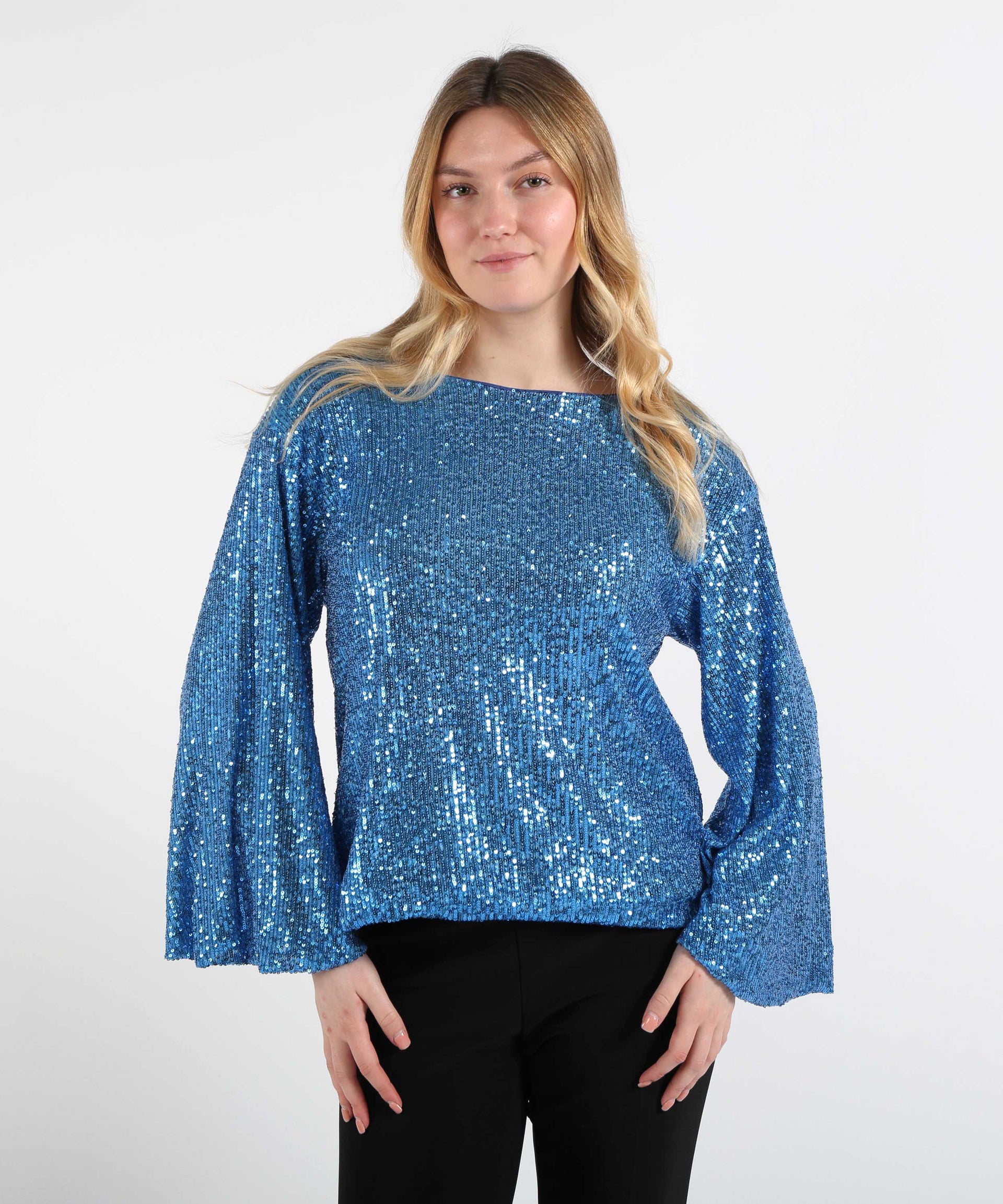 VOLPATO Maglia a Maniche Lunghe a Pipistrello con Paillettes