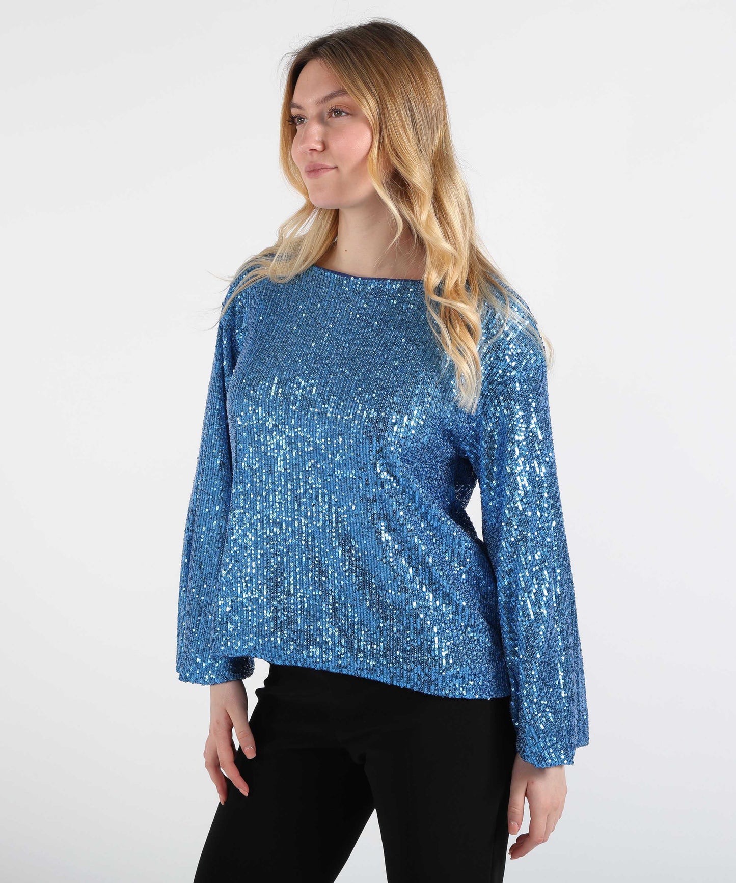 VOLPATO Maglia a Maniche Lunghe a Pipistrello con Paillettes