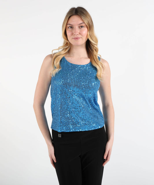VOLPATO Sequin Crew Neck Tank Top
