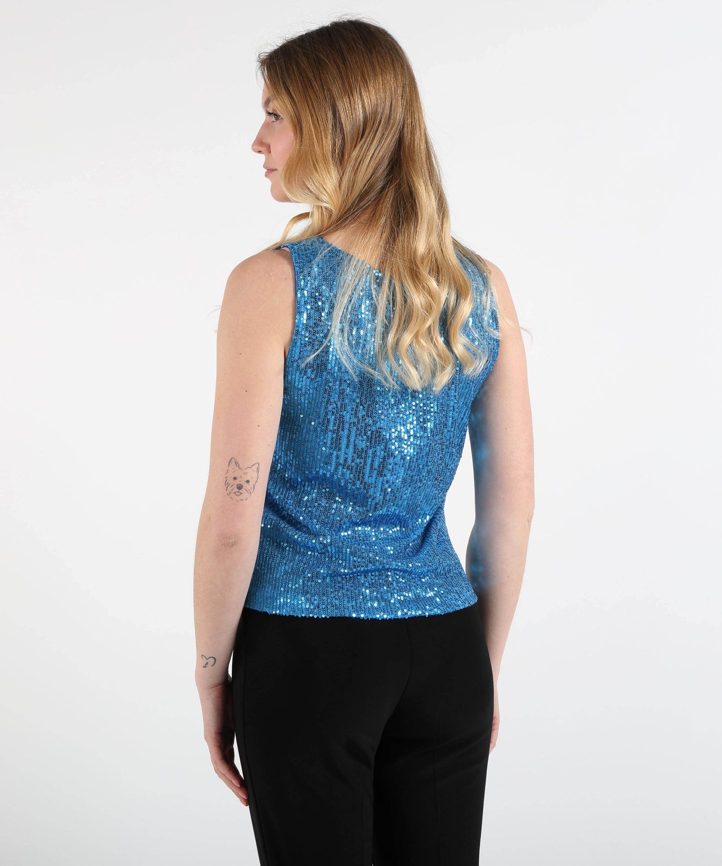 VOLPATO Sequin Crew Neck Tank Top
