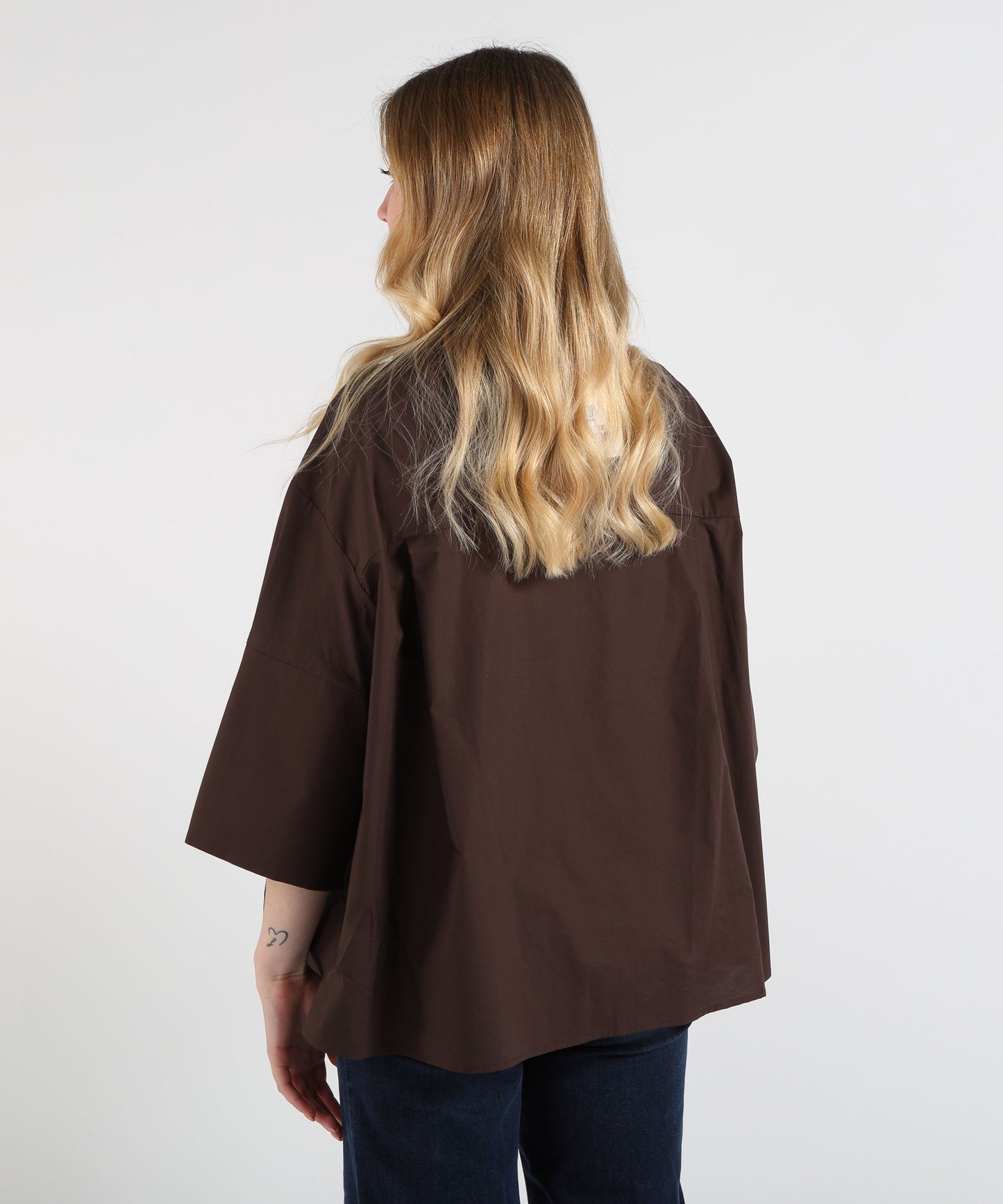 MEIMEI Oversized Shirt with Wide Sleeves and Neck Tie
