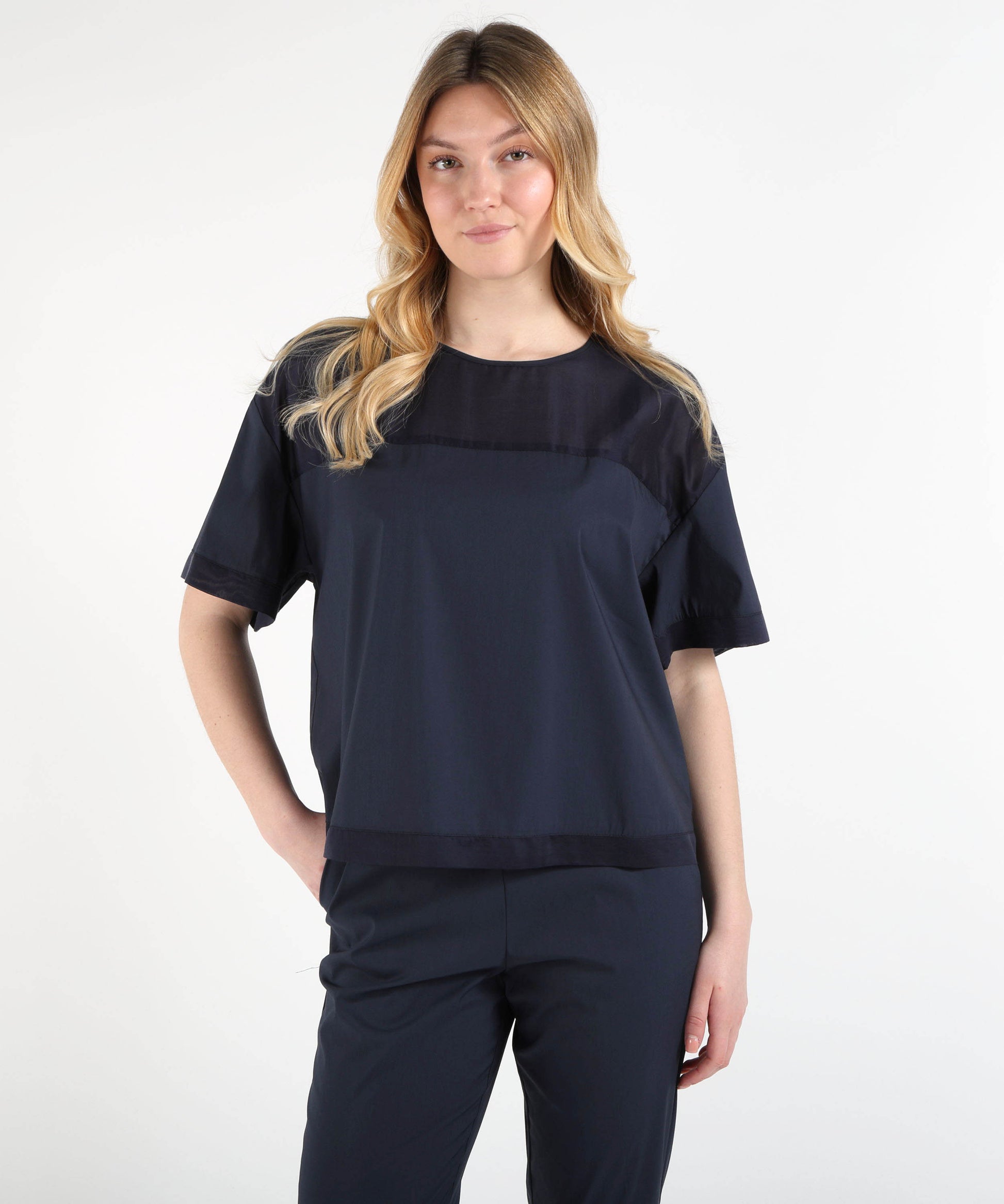 T-shirts VOLPATO Double-Fabric Oversized T-Shirt Blu | VOLPATO