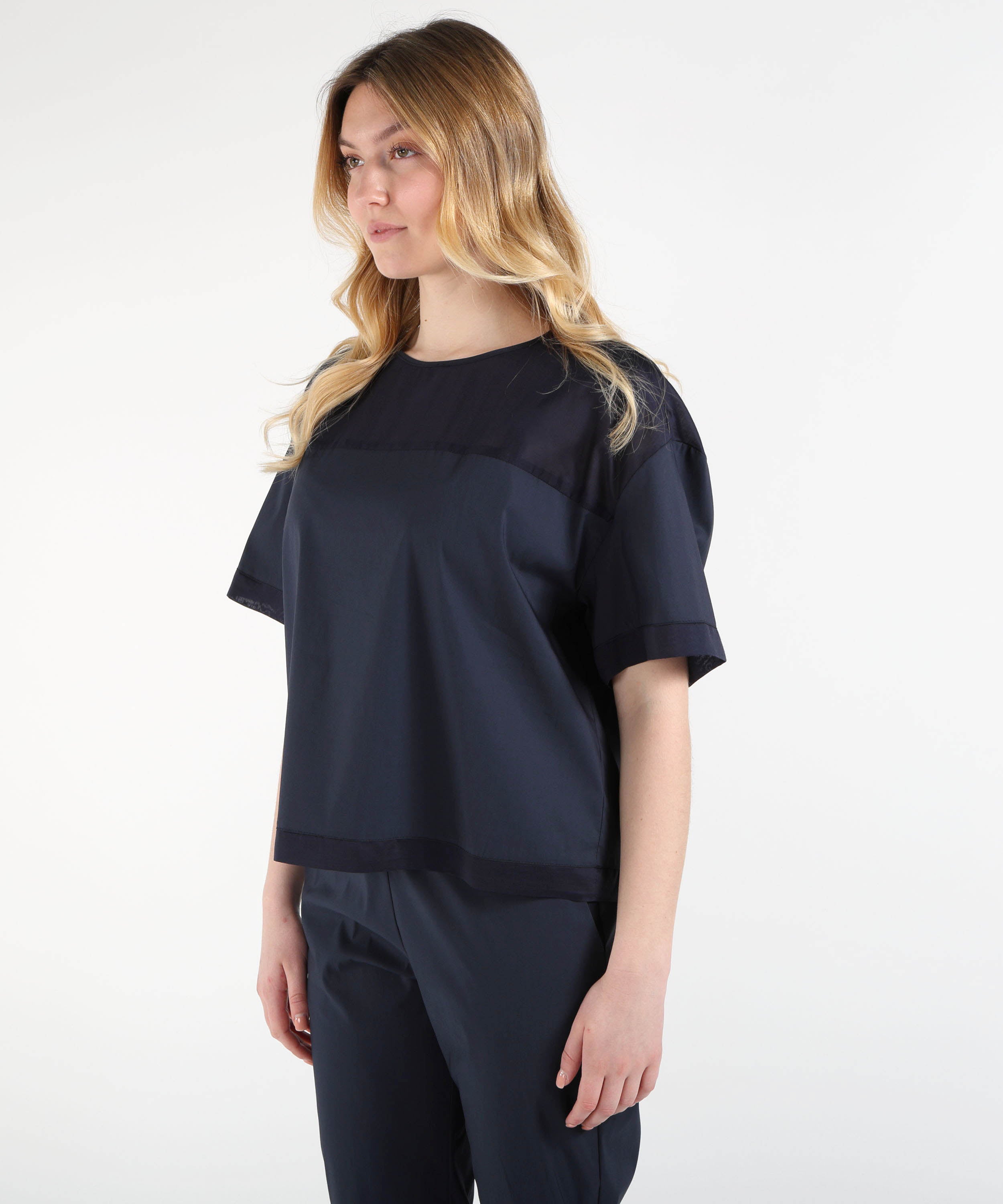 T-shirt VOLPATO T-shirt Over in Doppio Tessuto Blu | VOLPATO