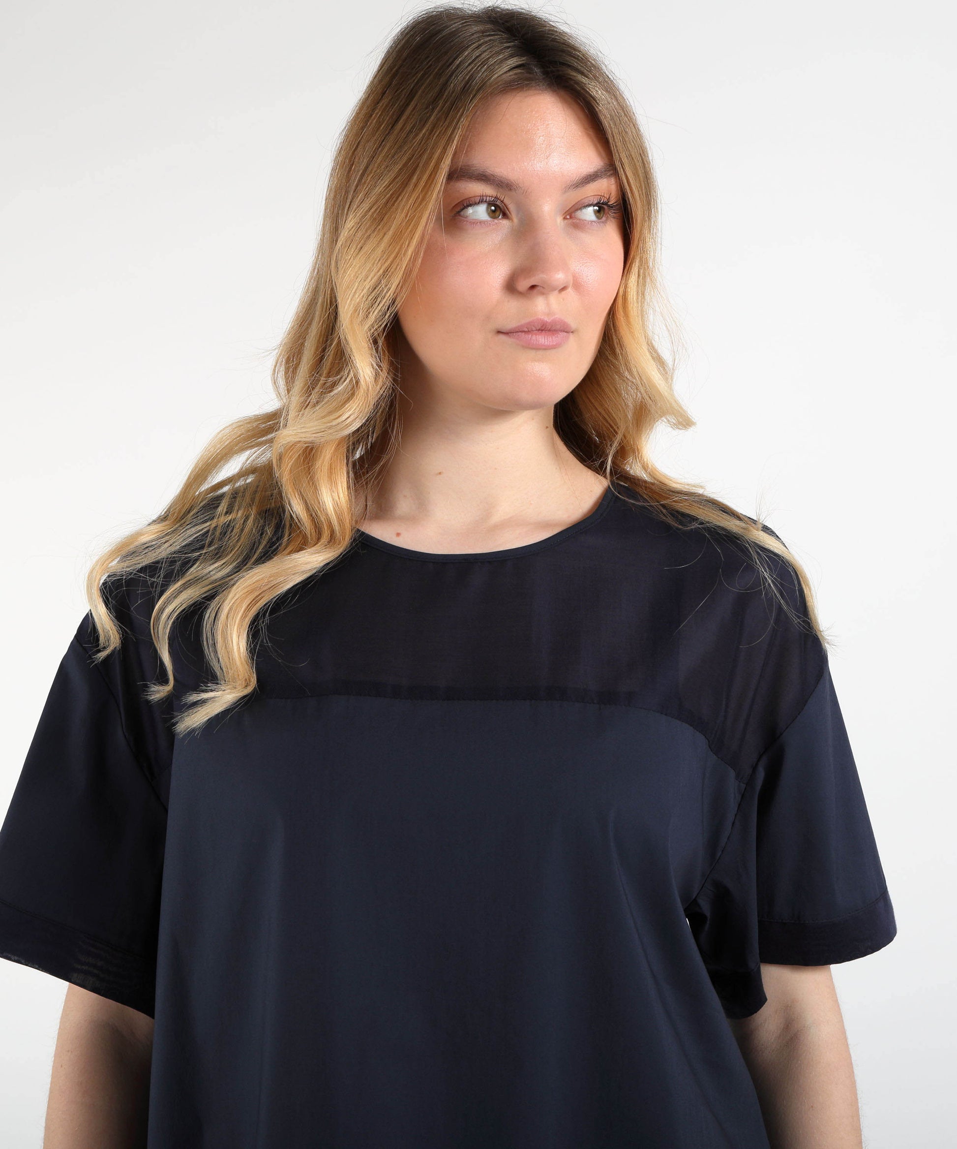 T-shirts VOLPATO Double-Fabric Oversized T-Shirt Blu | VOLPATO