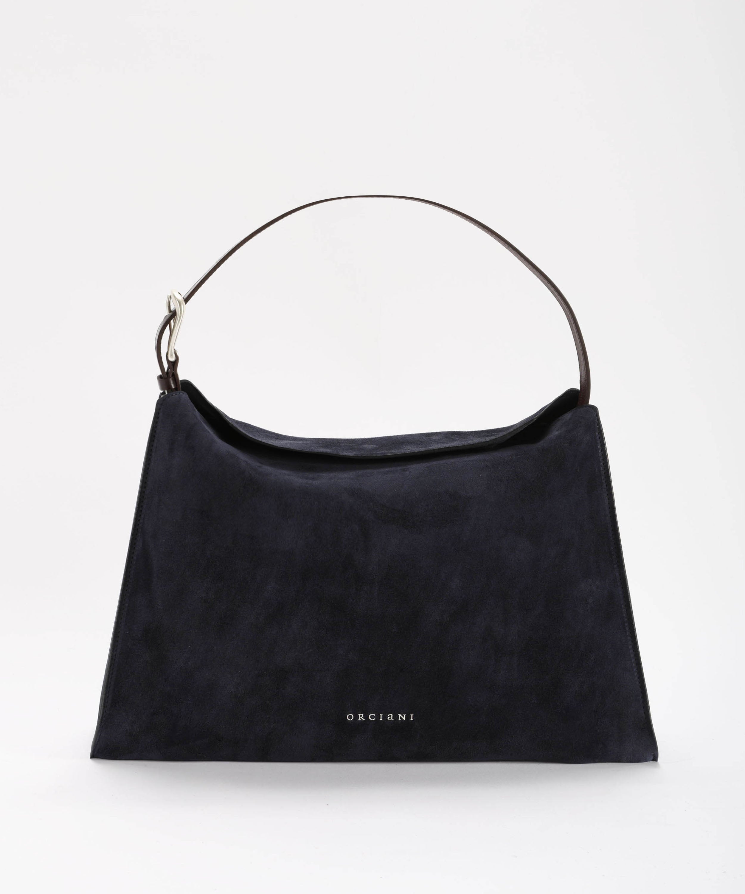 Bags ORCIANI Trinity Peach Large Shoulder Bag in Suede and Leather Blu | ORCIANI
