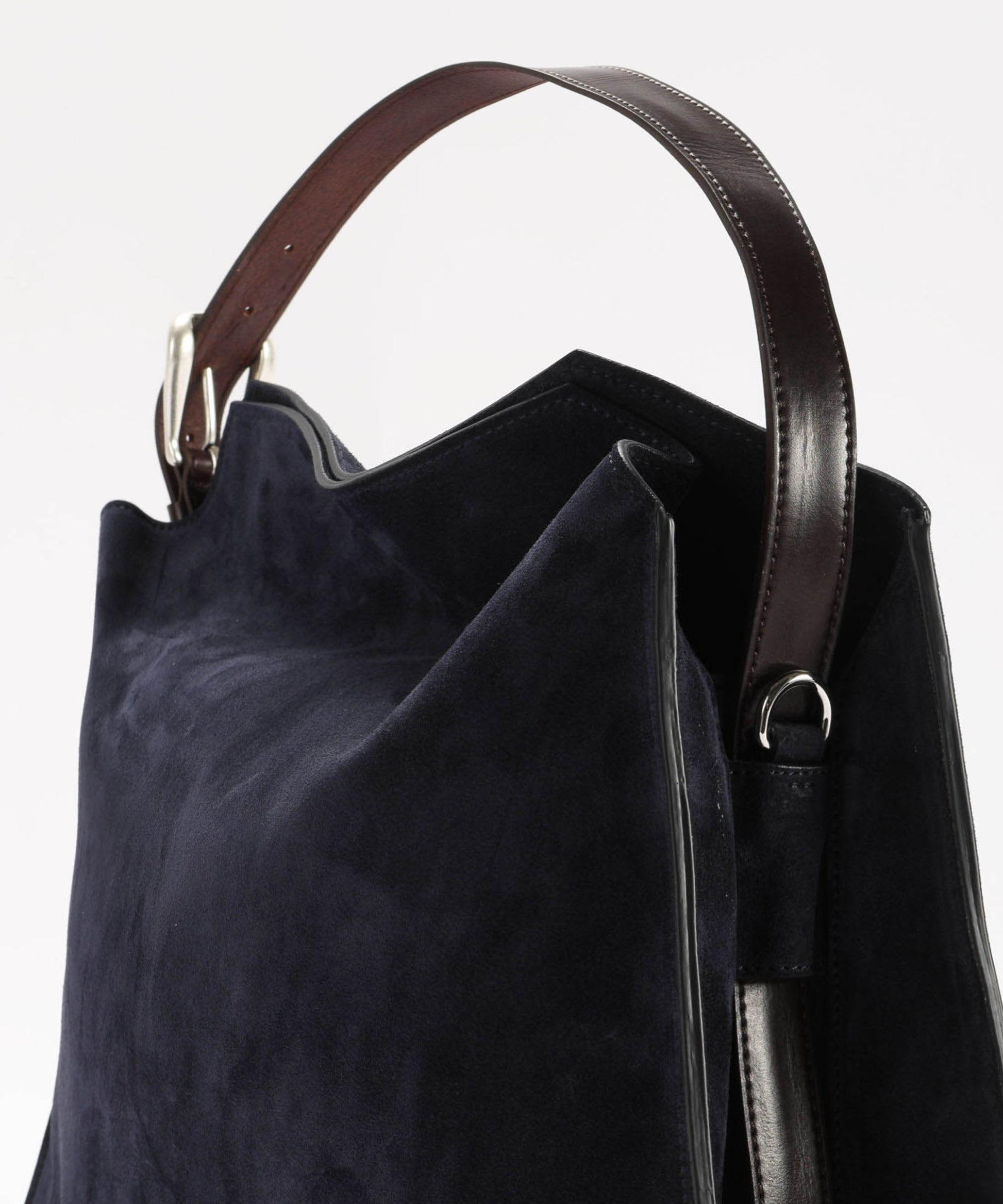 Borse ORCIANI Borsa Trinity Peach Large a spalla in suede e cuoio Blu | ORCIANI