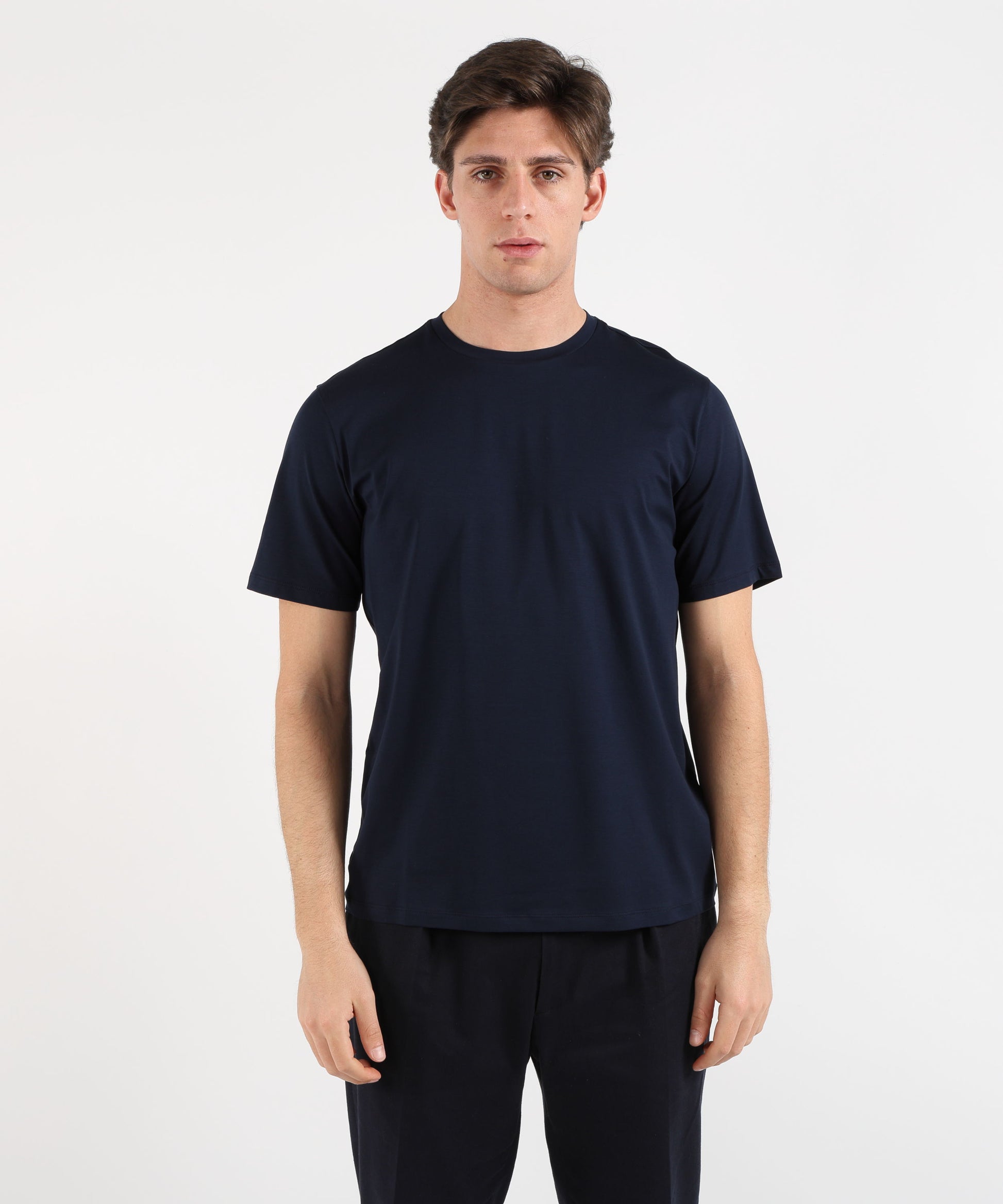 T-shirts HERNO Superfine stretch cotton T-shirt Blu | HERNO