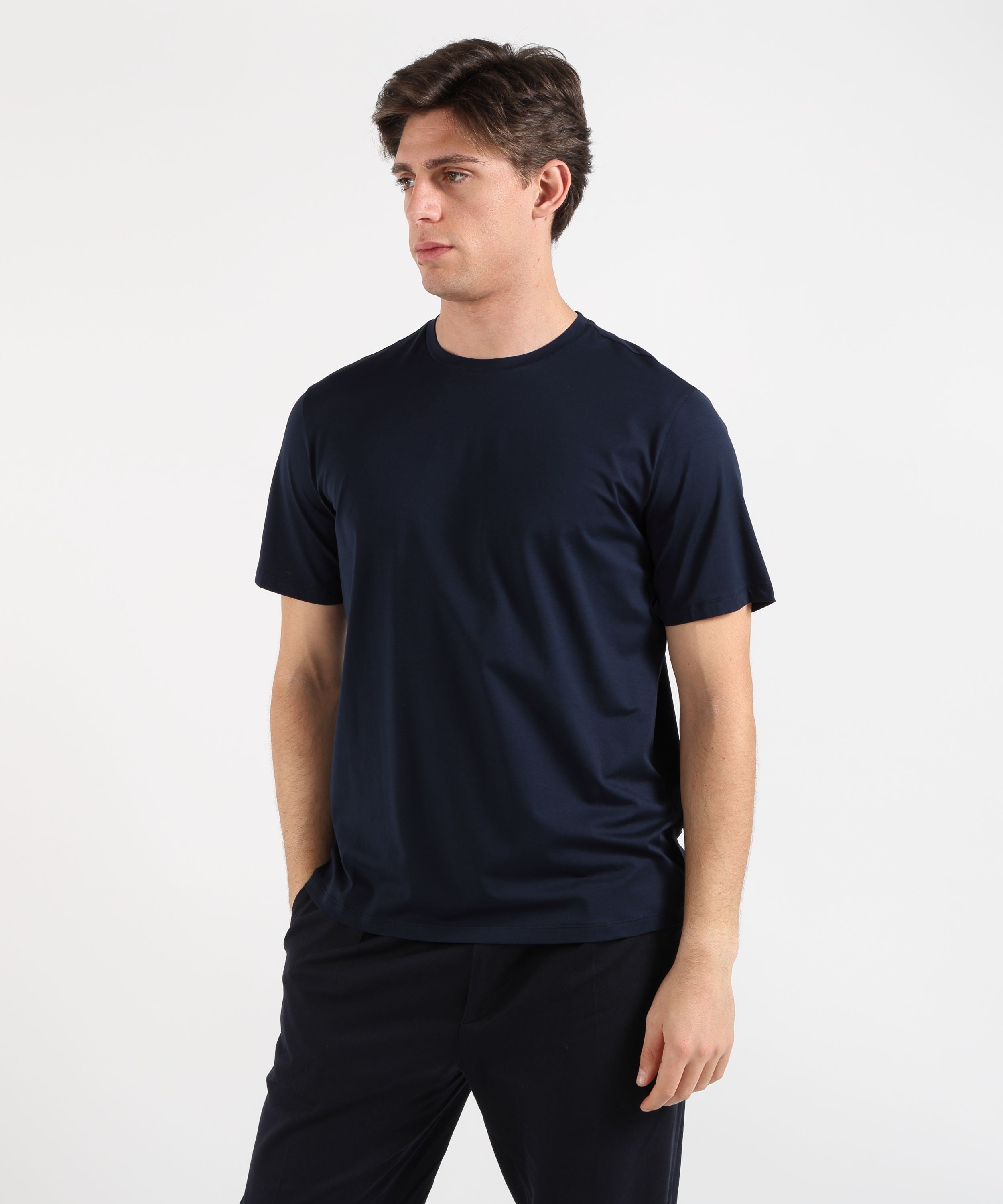 T-shirt HERNO T-SHIRT IN SUPERFINE COTTON STRETCH Blu | HERNO
