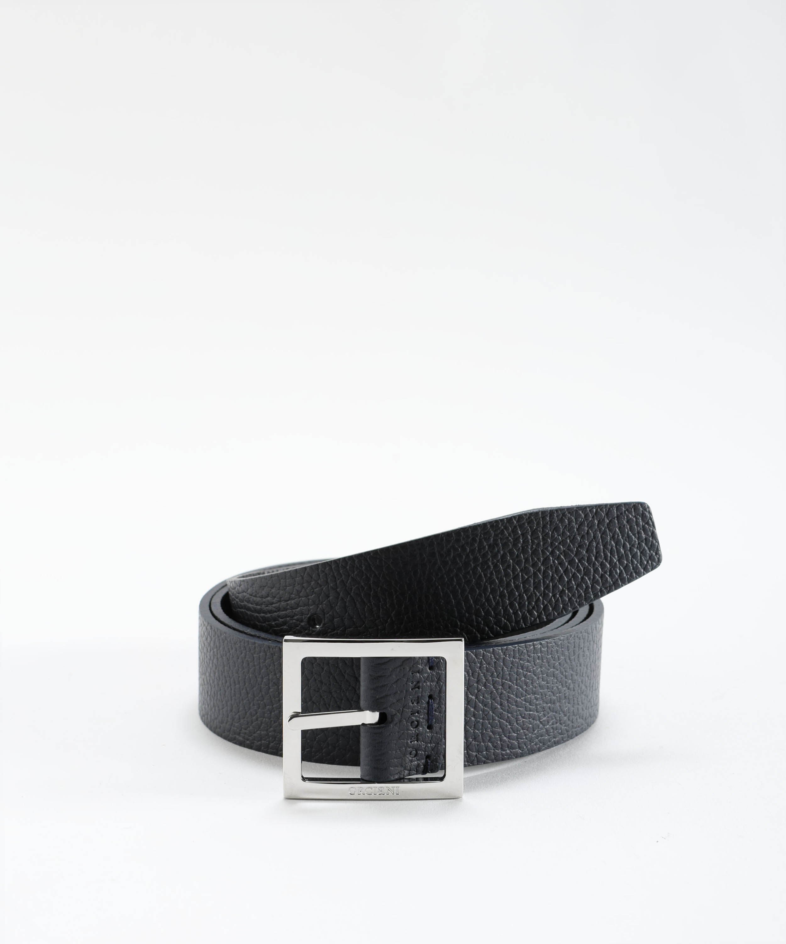 Belts ORCIANI Reversible Saffiano Double leather belt, 3.5 cm Navy/nero | ORCIANI