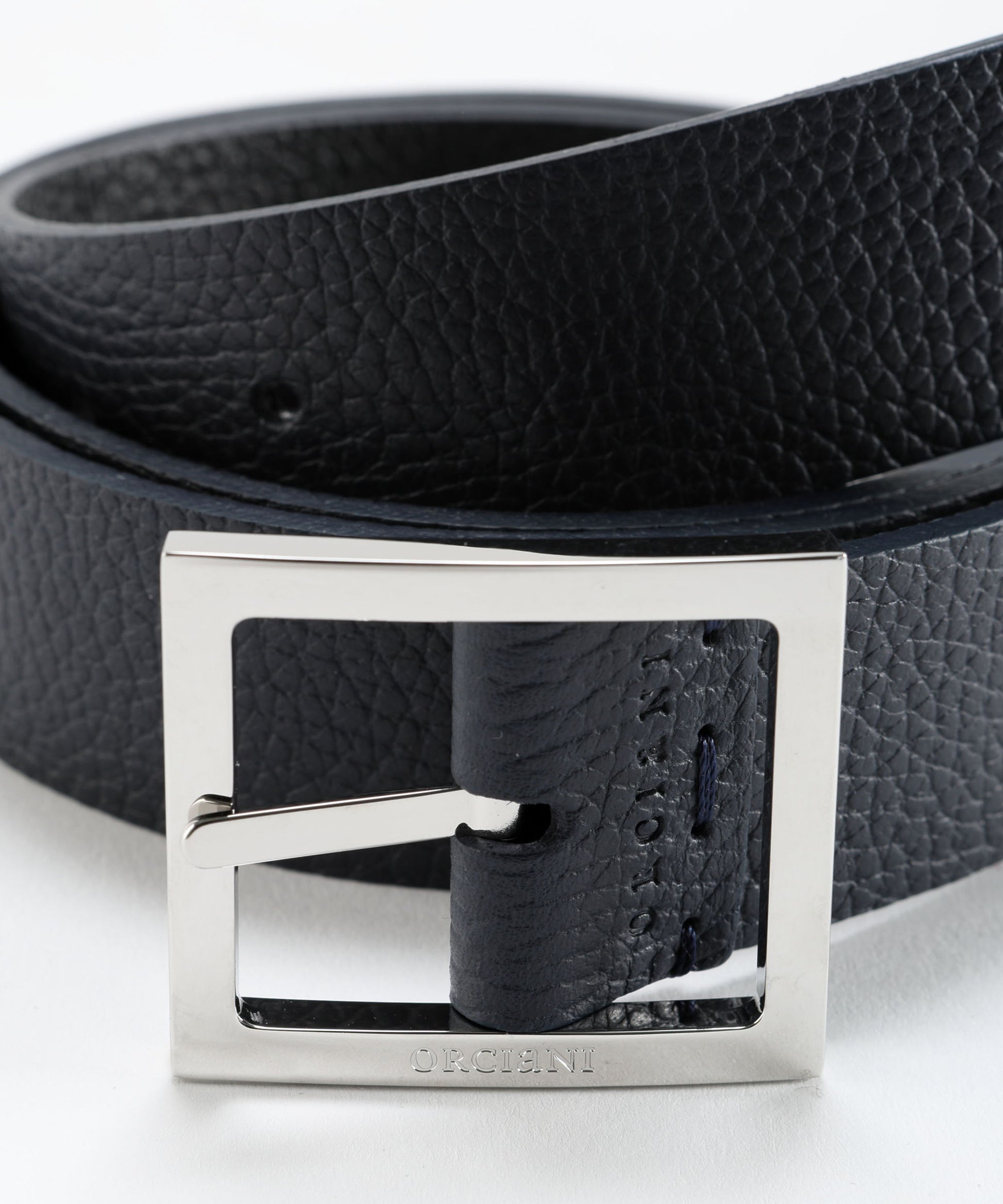 Belts ORCIANI Reversible Saffiano Double leather belt, 3.5 cm Navy/nero | ORCIANI