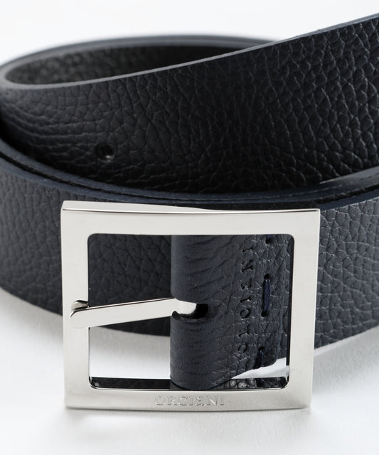 Belts ORCIANI Reversible Saffiano Double leather belt, 3.5 cm Navy/nero | ORCIANI