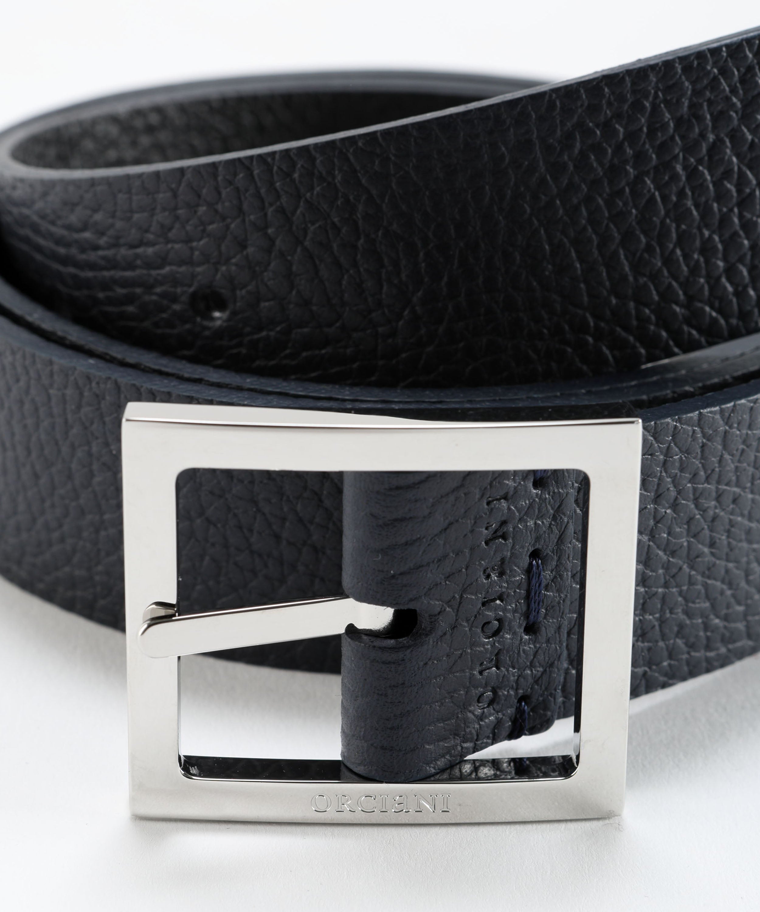 Belts ORCIANI Reversible Saffiano Double leather belt, 3.5 cm Navy/nero | ORCIANI