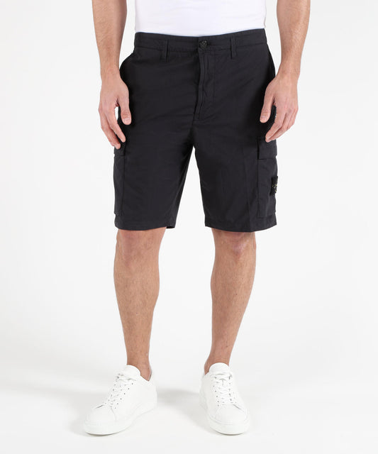 Bermuda STONE ISLAND STRETCH COTTON TELA 'PARACADUTE' - Bermuda cargo vestibilità regular con tasche con zip Navy | STONE ISLAND