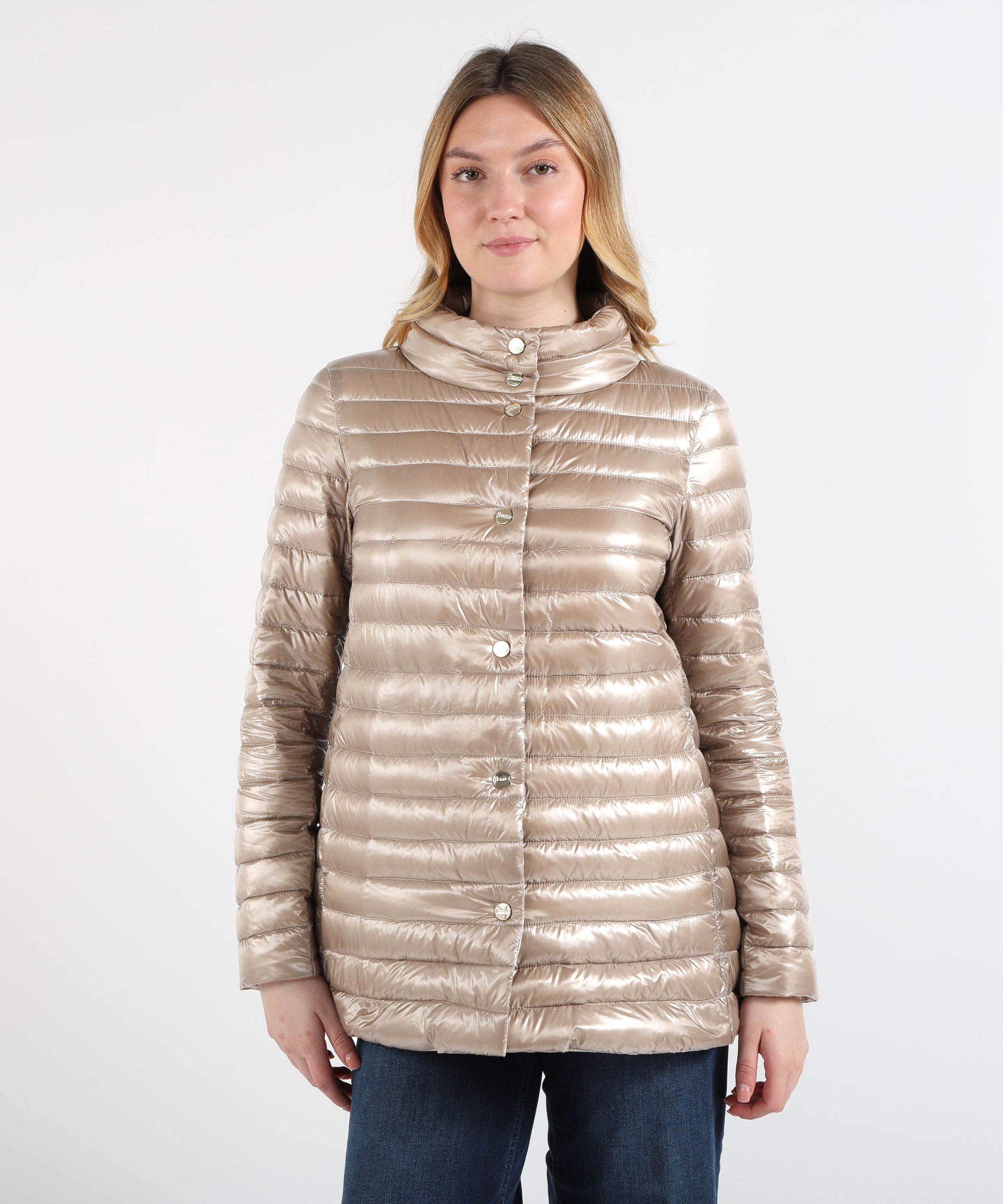 Piumini HERNO A SHAPE REVERSIBILE NYLON Tortora/chantilly | HERNO