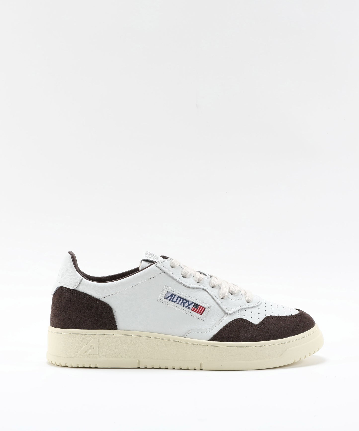 AUTRY SNEAKERS MEDALIST LOW IN PELLE BIANCA E SUEDE MOGANO