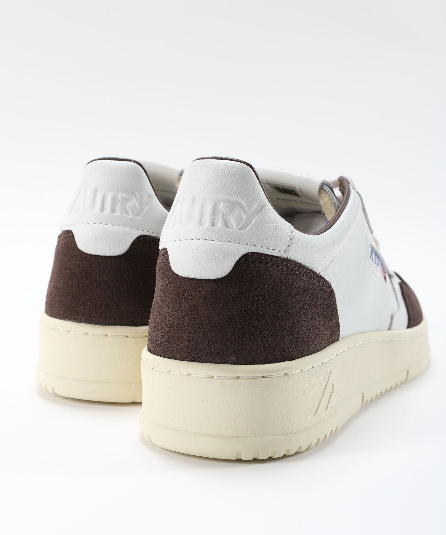 AUTRY SNEAKERS MEDALIST LOW IN PELLE BIANCA E SUEDE MOGANO