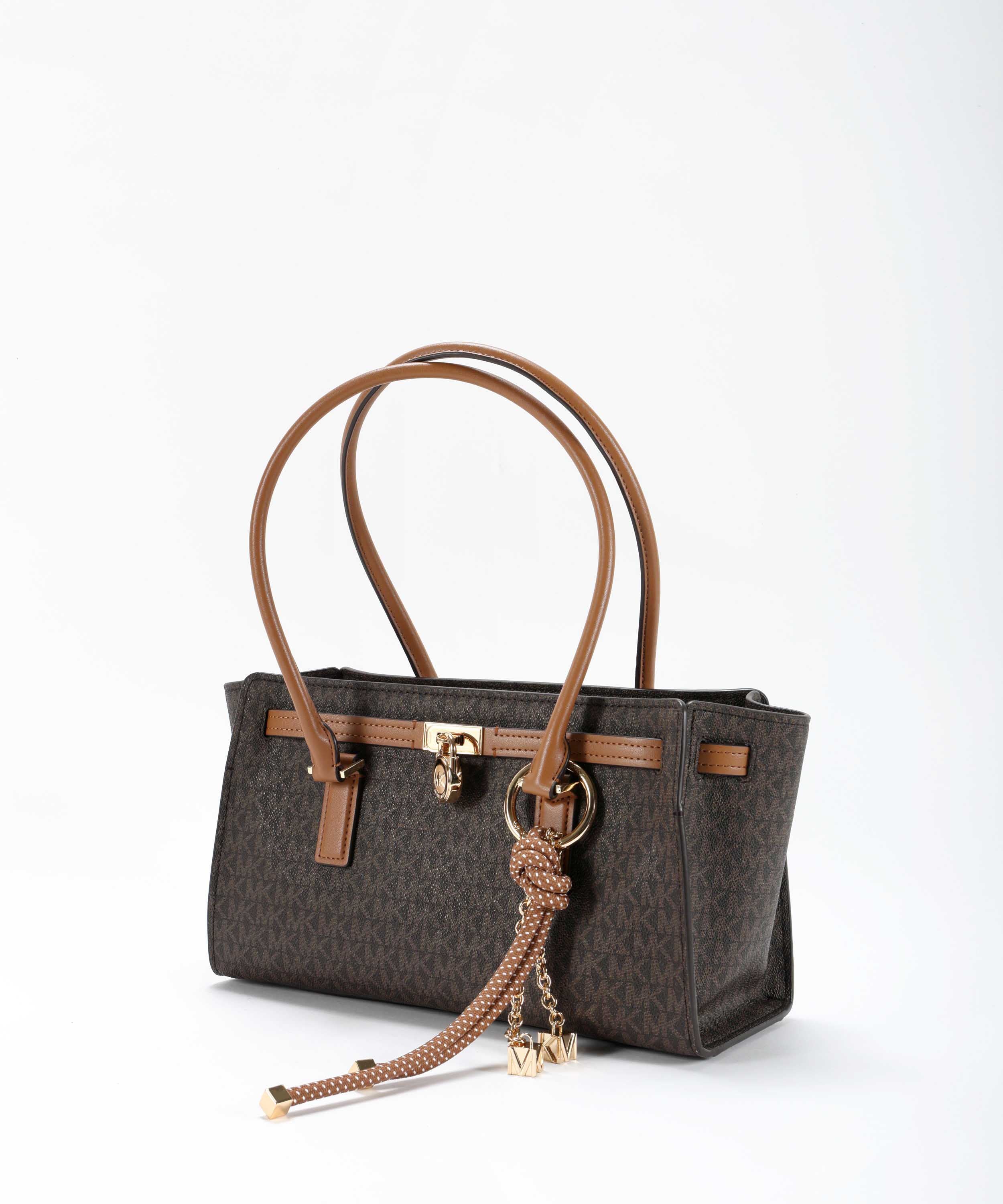 Bags MICHAEL KORS Small Hamilton Moderne Logo Satchel Marrone | MICHAEL KORS
