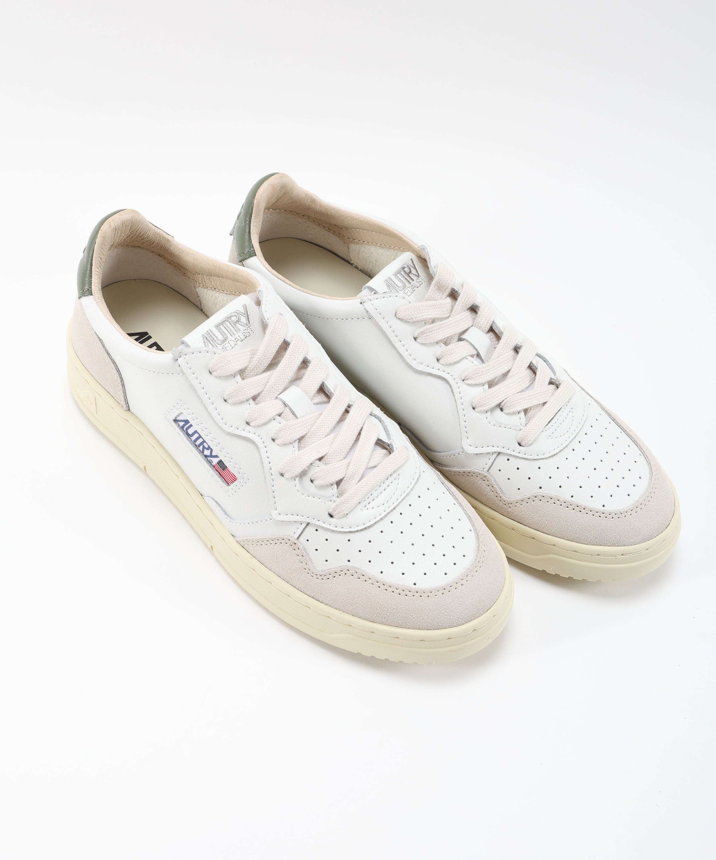Sneakers AUTRY SNEAKERS MEDALIST LOW IN SUEDE E PELLE BIANCA E BRONZE GREEN Multicolor | AUTRY