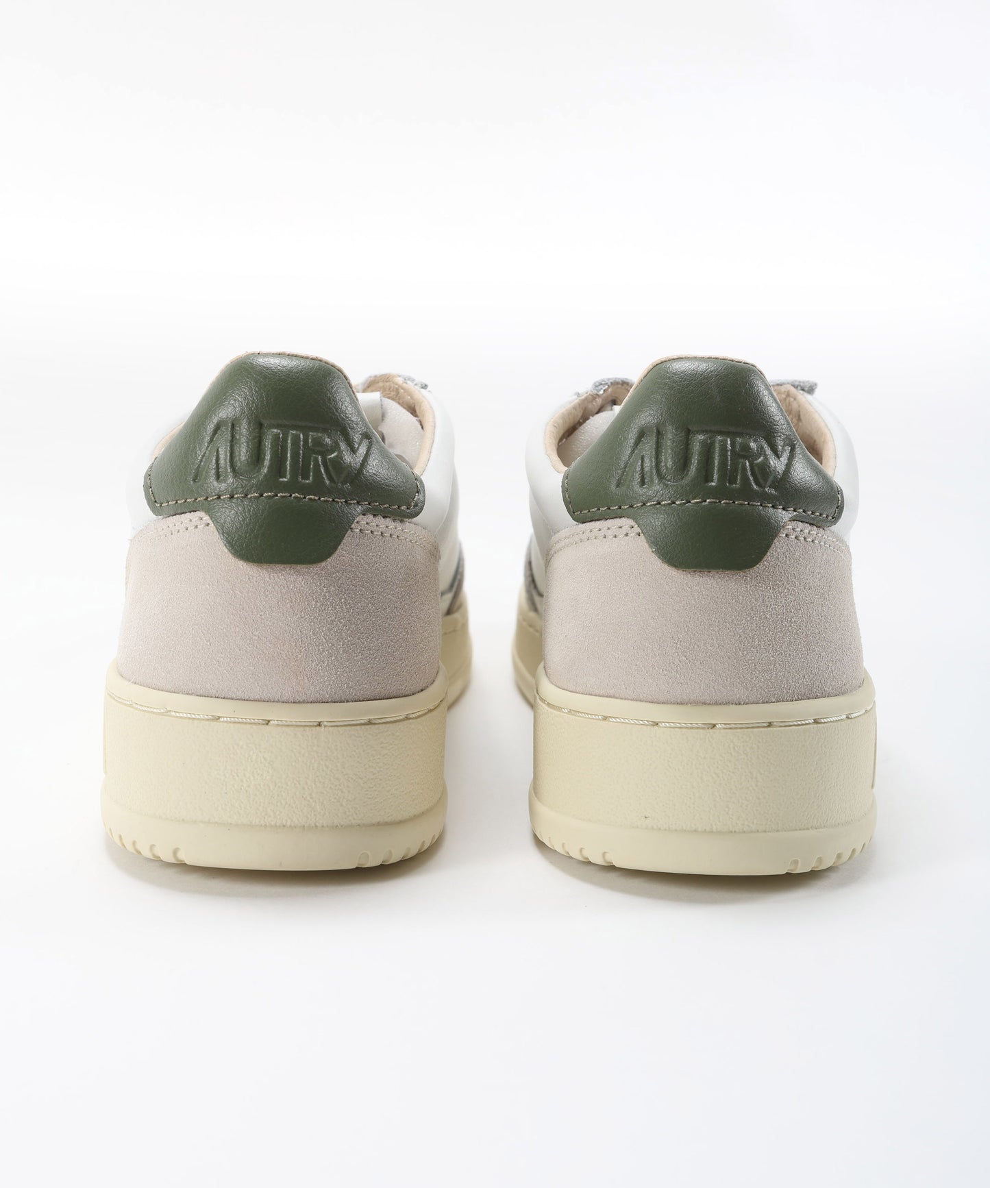 AUTRY SNEAKERS MEDALIST LOW IN SUEDE E PELLE BIANCA E BRONZE GREEN