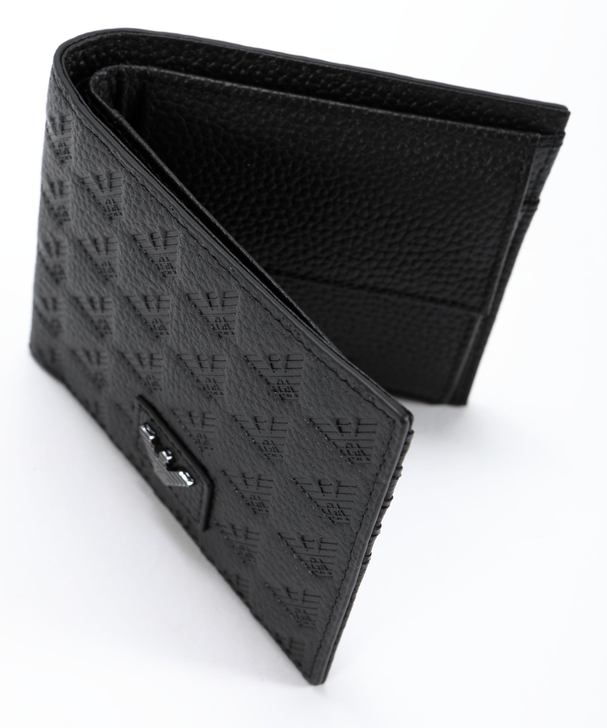 Portafogli EMPORIO ARMANI Portafoglio coin pocket in pelle embossed eagle all over Nero | EMPORIO ARMANI