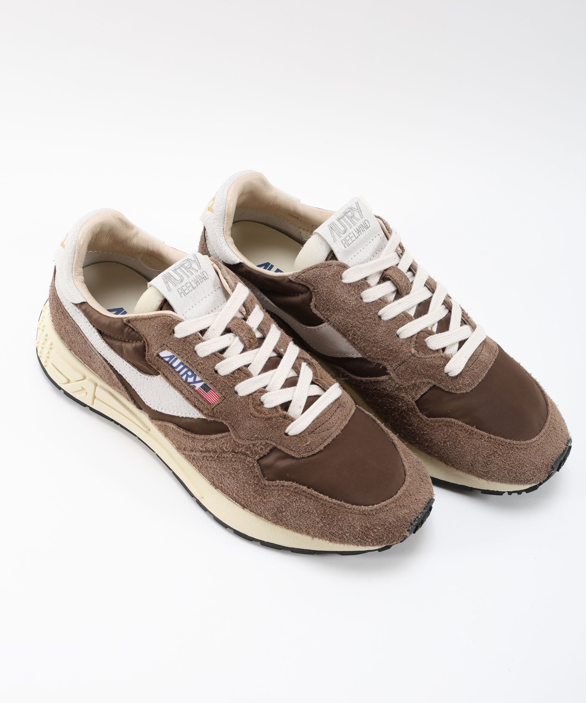 Sneakers AUTRY SNEAKERS REELWIND LOW IN NYLON E SUEDE BIANCO E TUNDRA Marrone | AUTRY