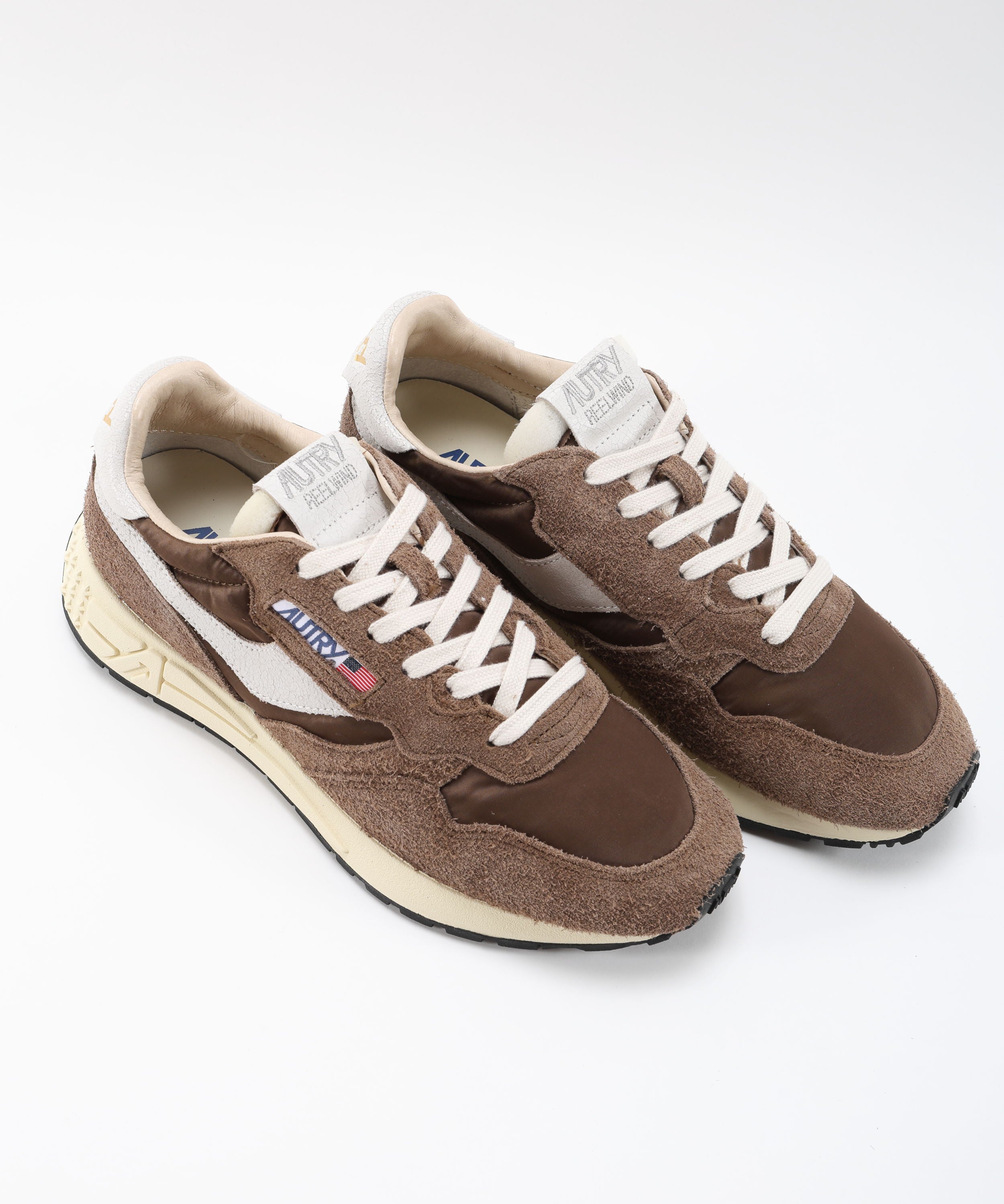 Sneakers AUTRY SNEAKERS REELWIND LOW IN NYLON E SUEDE BIANCO E TUNDRA Marrone | AUTRY