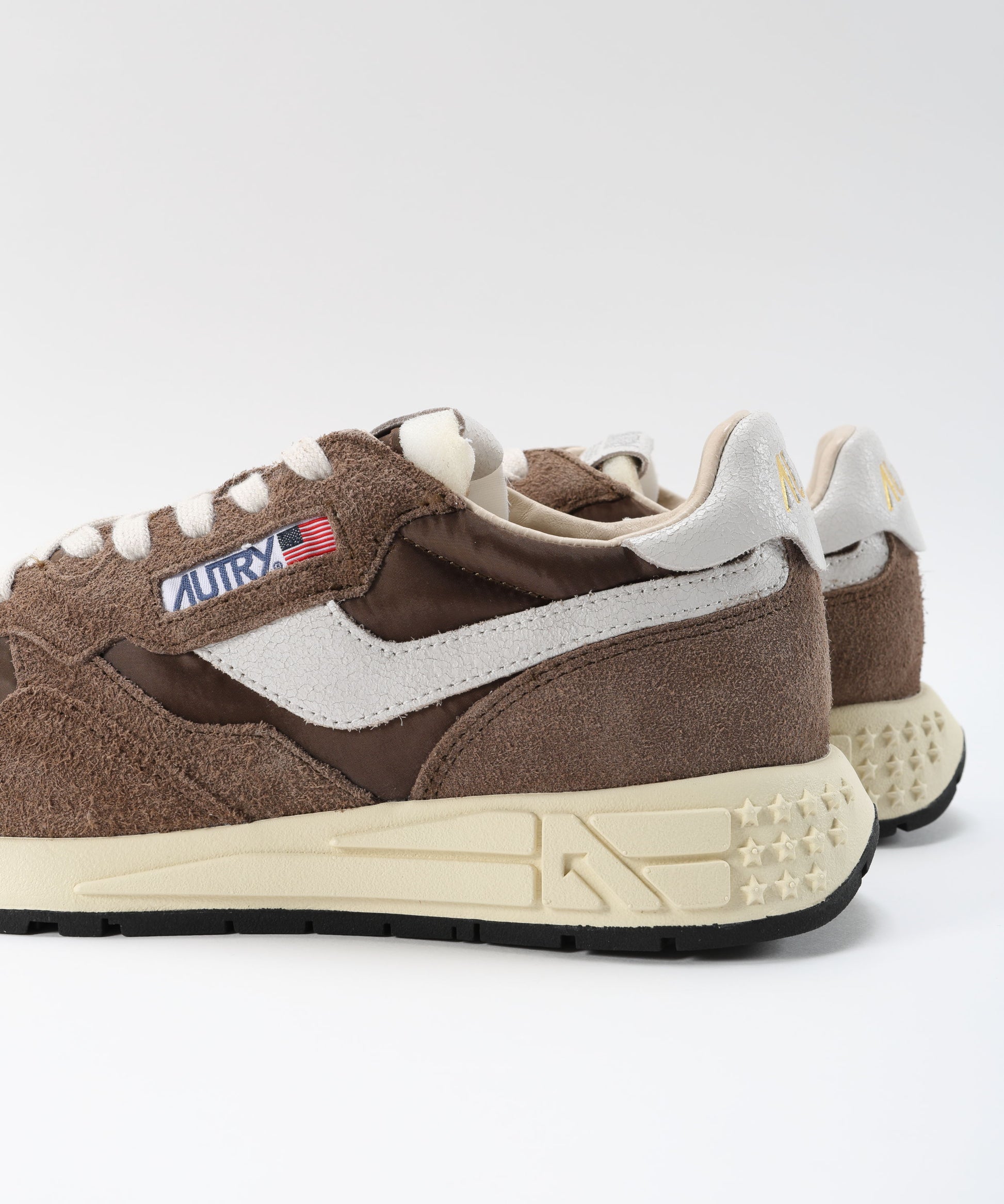 Sneakers AUTRY SNEAKERS REELWIND LOW IN NYLON E SUEDE BIANCO E TUNDRA Marrone | AUTRY
