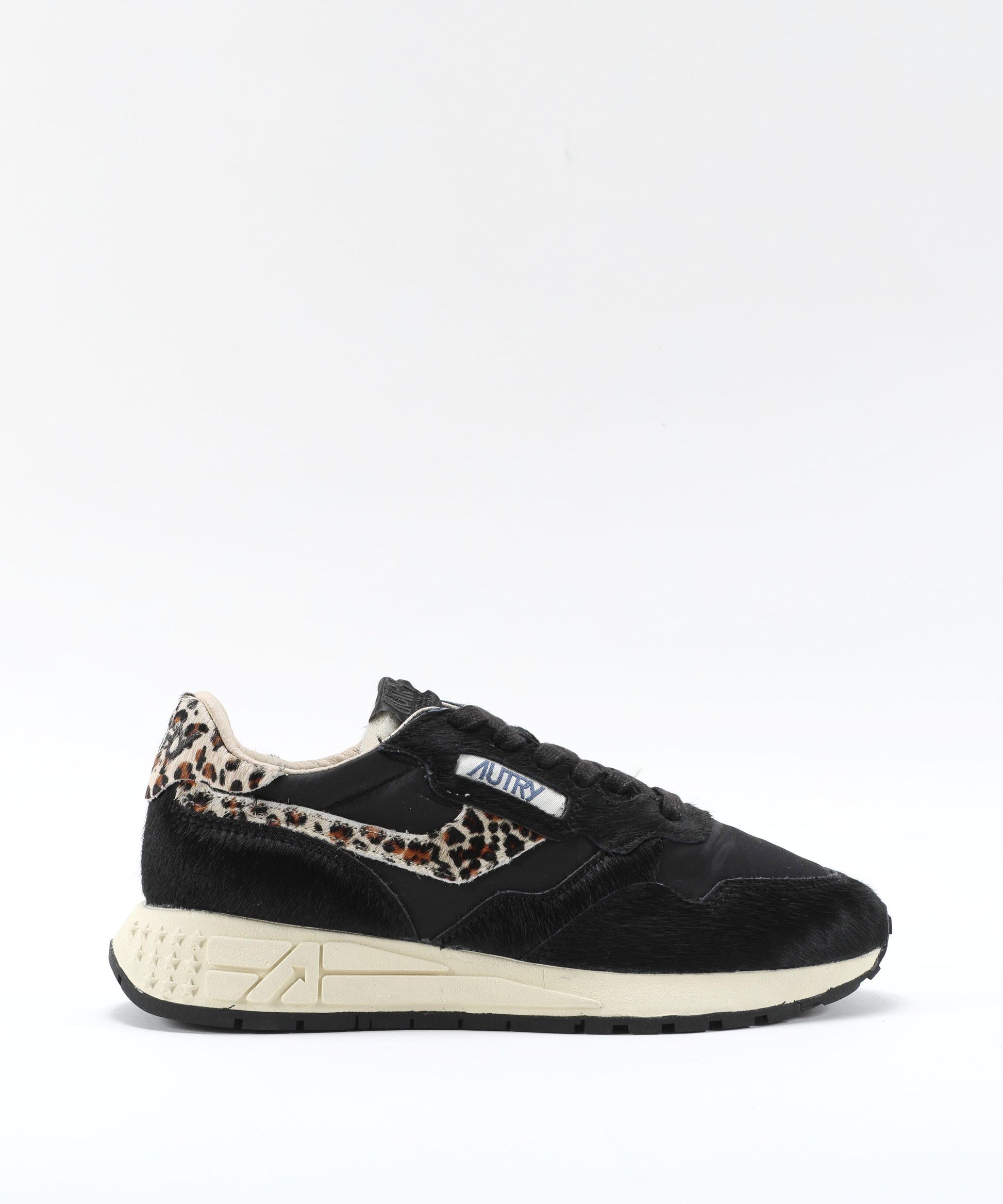 Sneakers AUTRY Running Sneakers with Leopard-Print Calf Hair Inserts Nero/leopardato | AUTRY